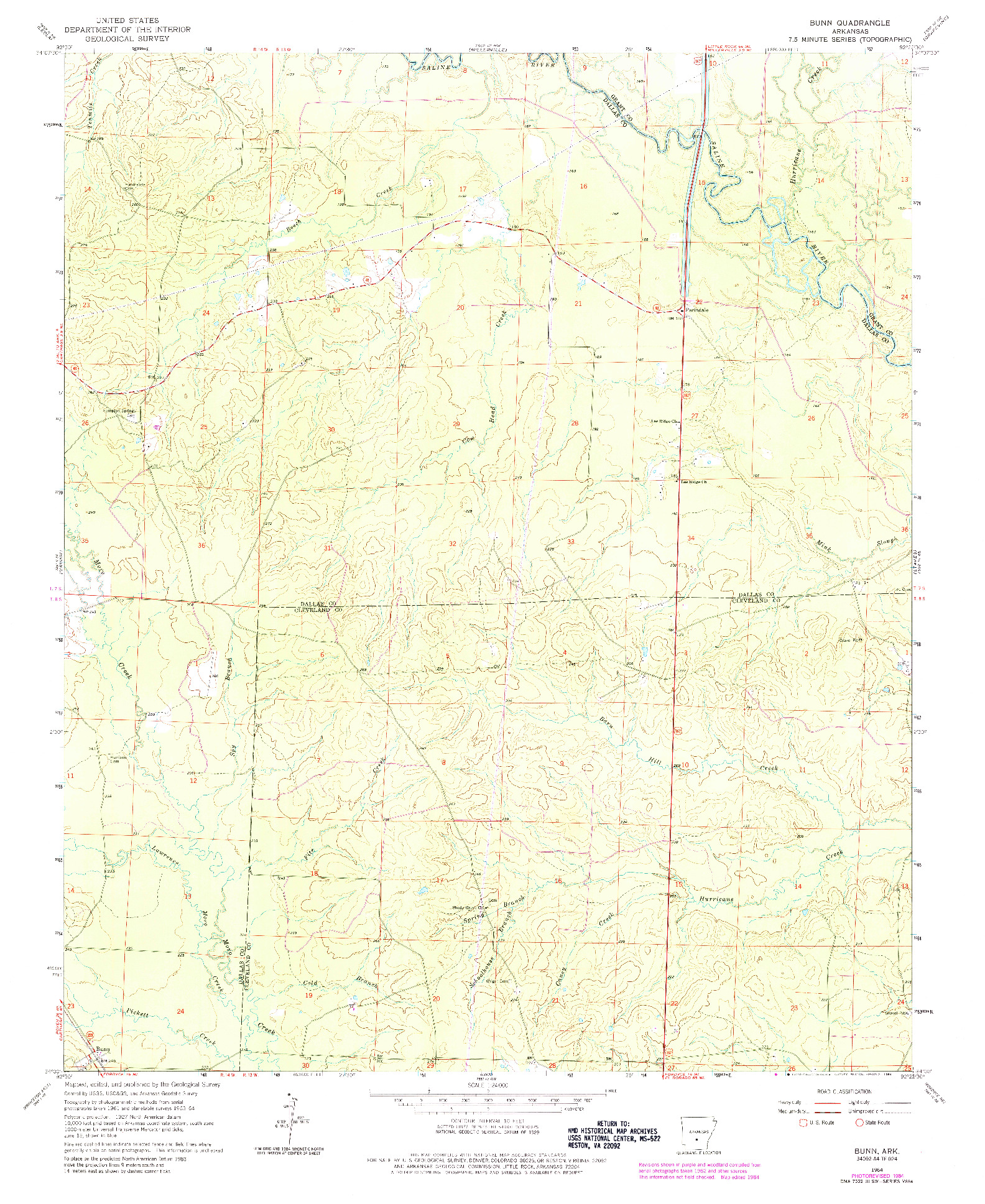 USGS 1:24000-SCALE QUADRANGLE FOR BUNN, AR 1964