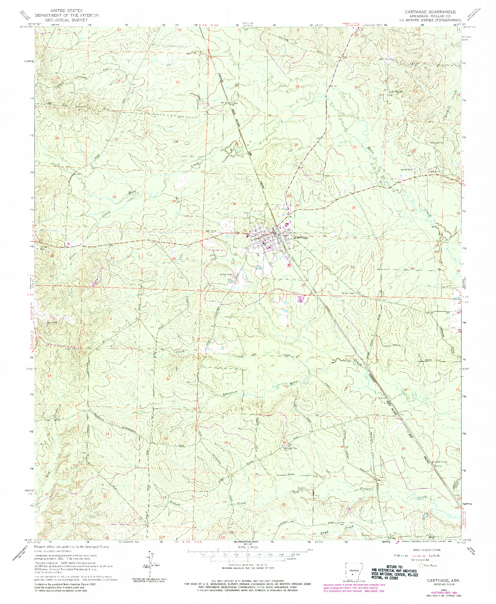 USGS 1:24000-SCALE QUADRANGLE FOR CARTHAGE, AR 1965