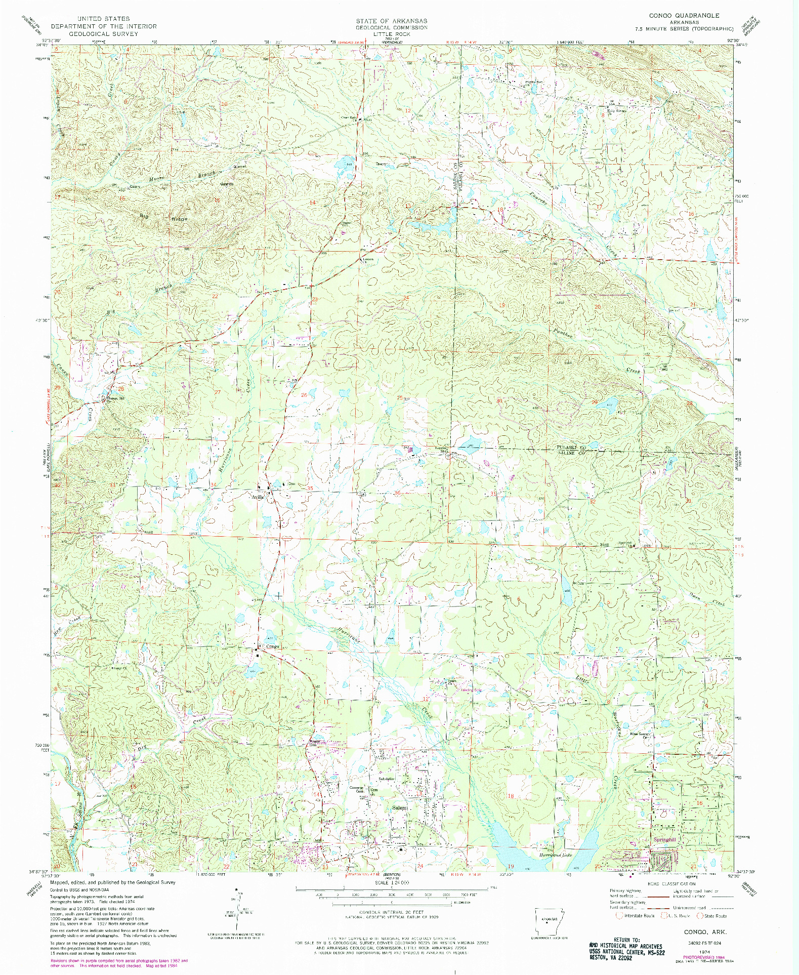 USGS 1:24000-SCALE QUADRANGLE FOR CONGO, AR 1974