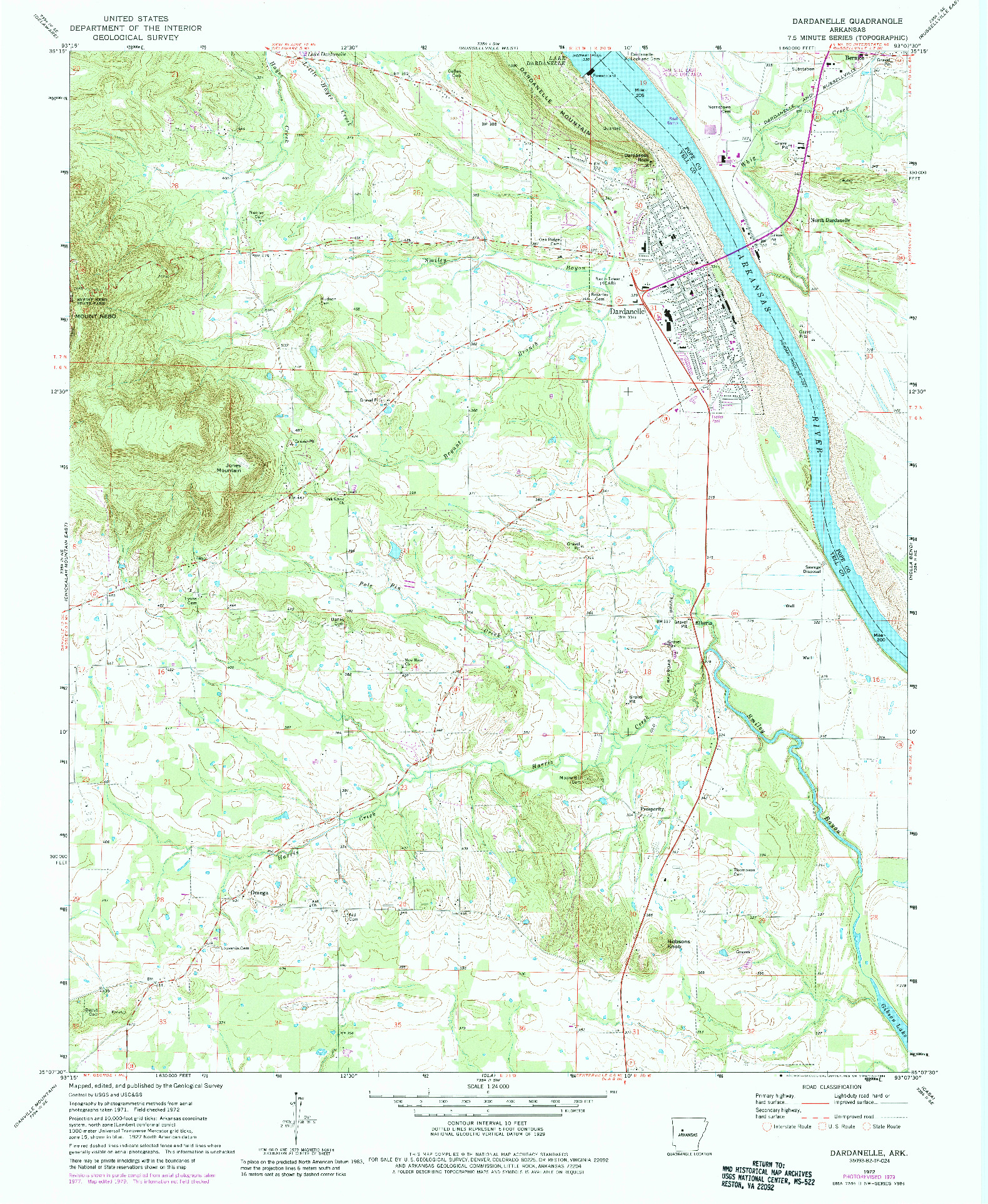 USGS 1:24000-SCALE QUADRANGLE FOR DARDANELLE, AR 1972