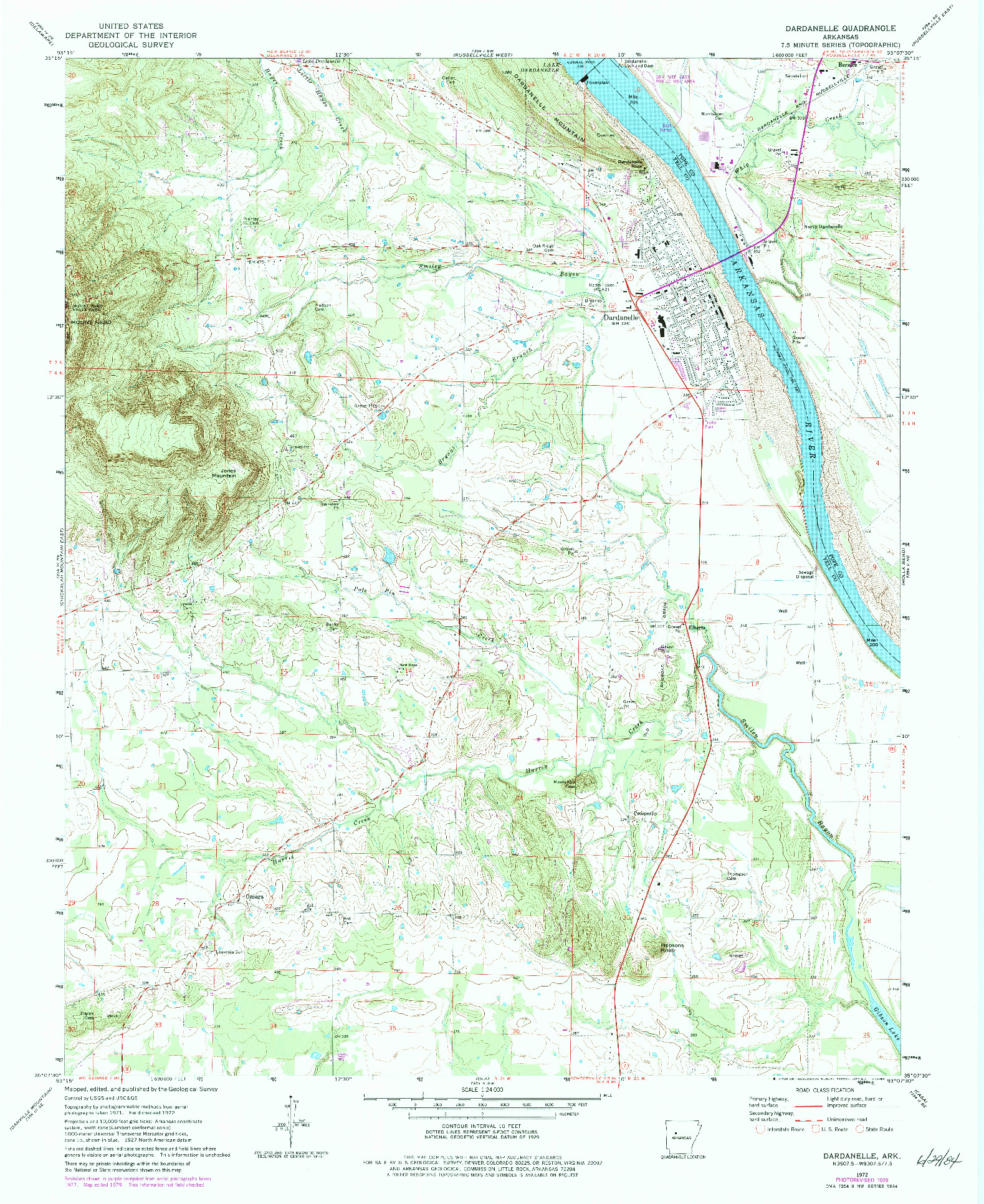 USGS 1:24000-SCALE QUADRANGLE FOR DARDANELLE, AR 1972