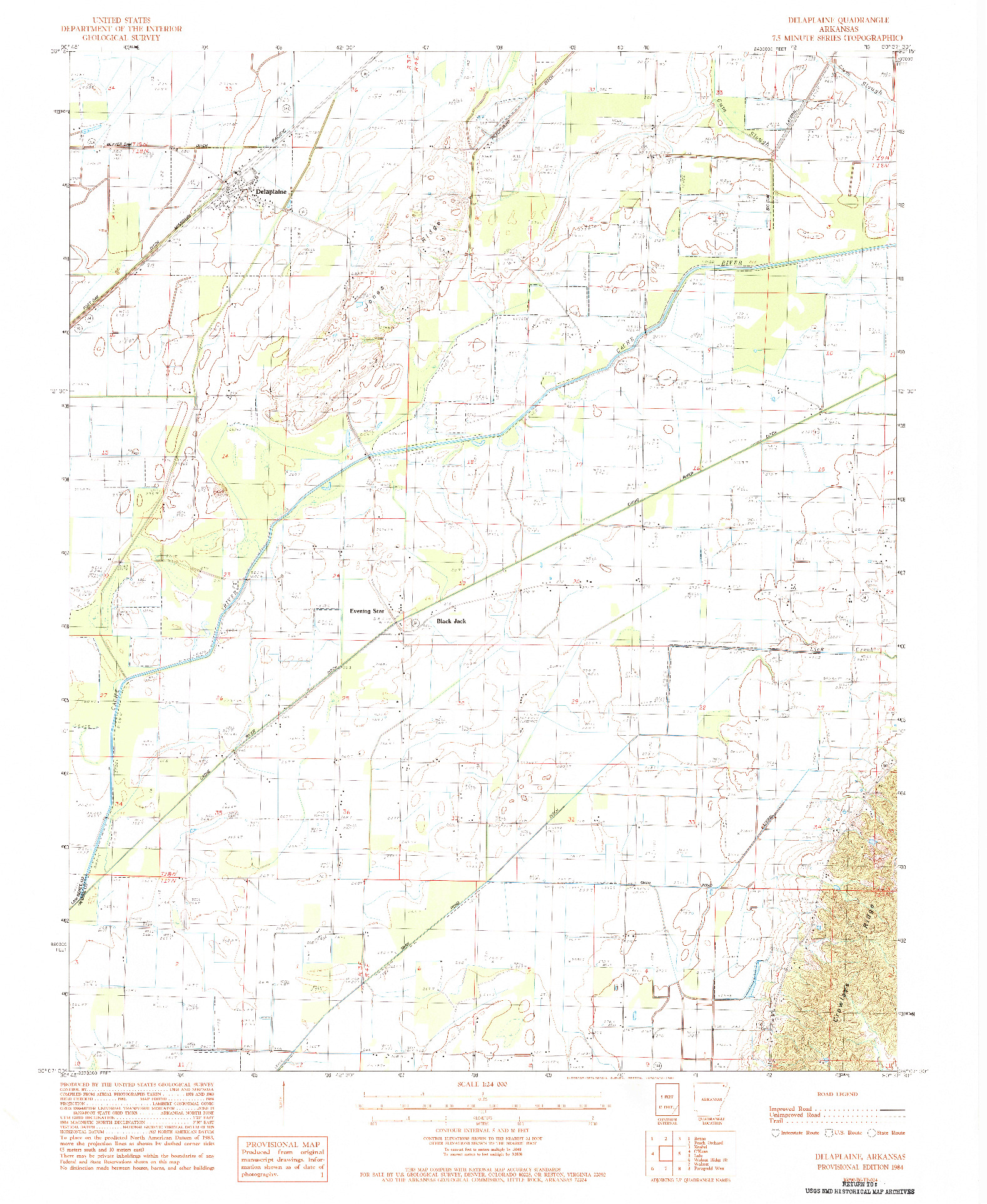 USGS 1:24000-SCALE QUADRANGLE FOR DELAPLAINE, AR 1984