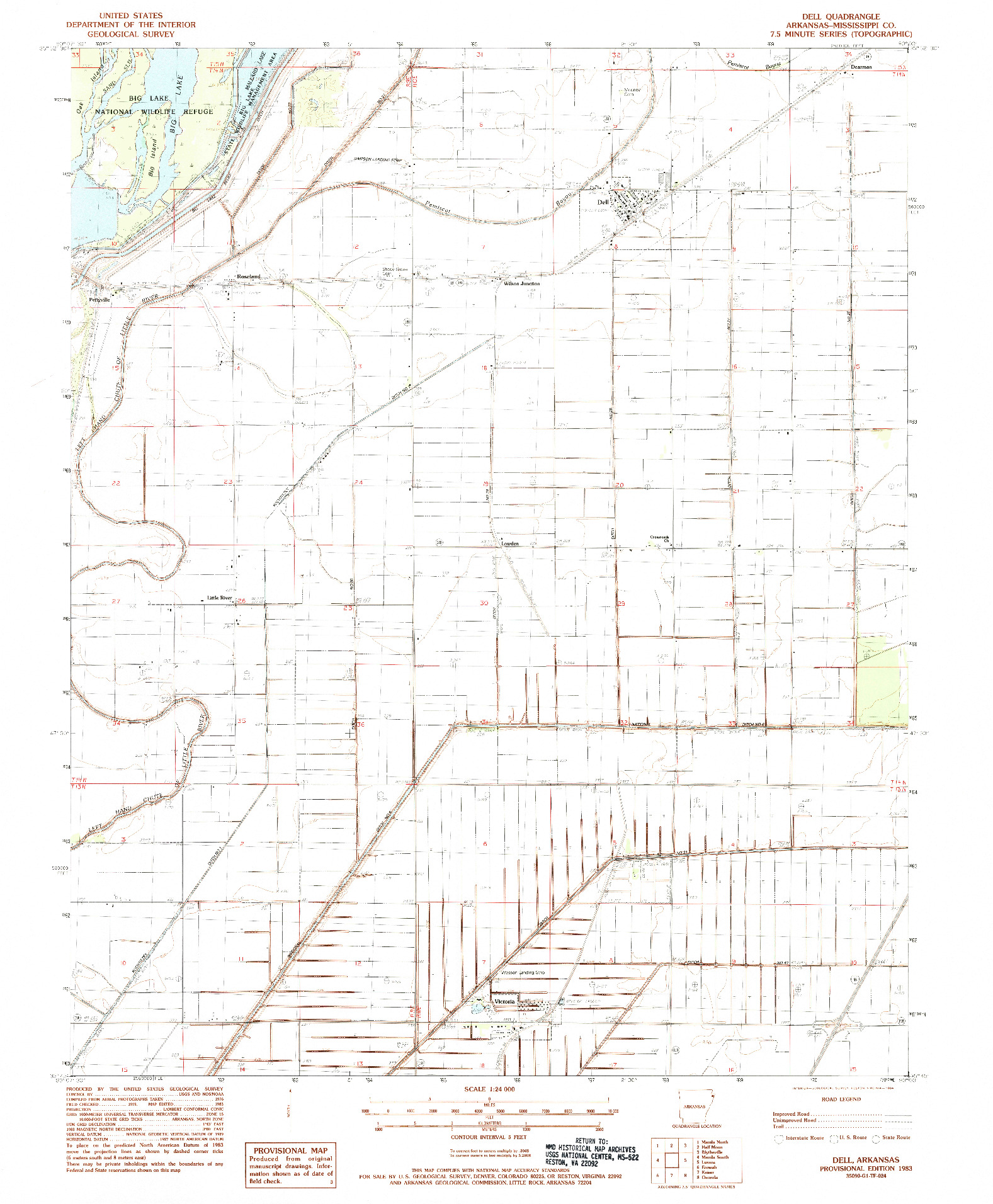 USGS 1:24000-SCALE QUADRANGLE FOR DELL, AR 1983