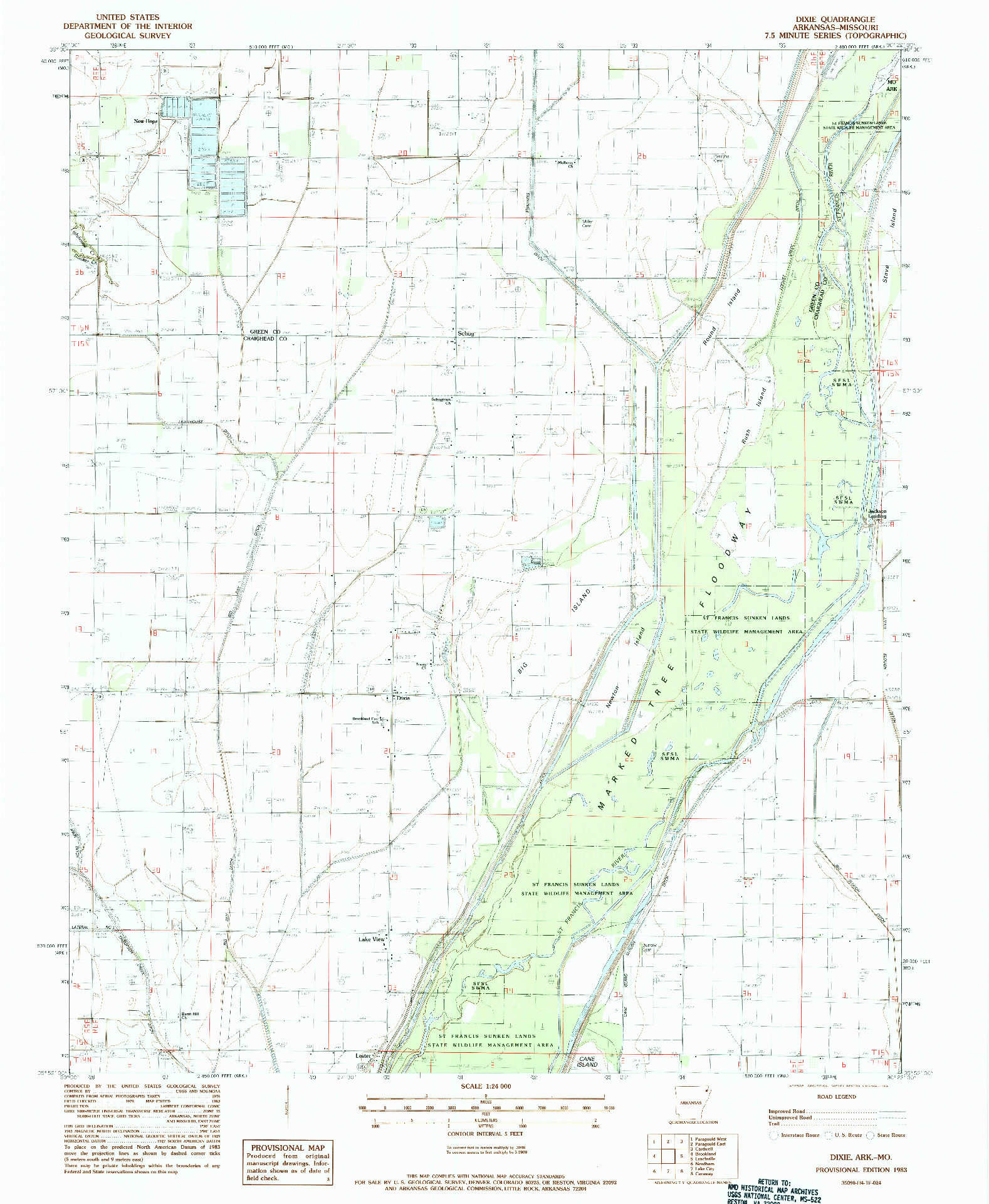 USGS 1:24000-SCALE QUADRANGLE FOR DIXIE, AR 1983