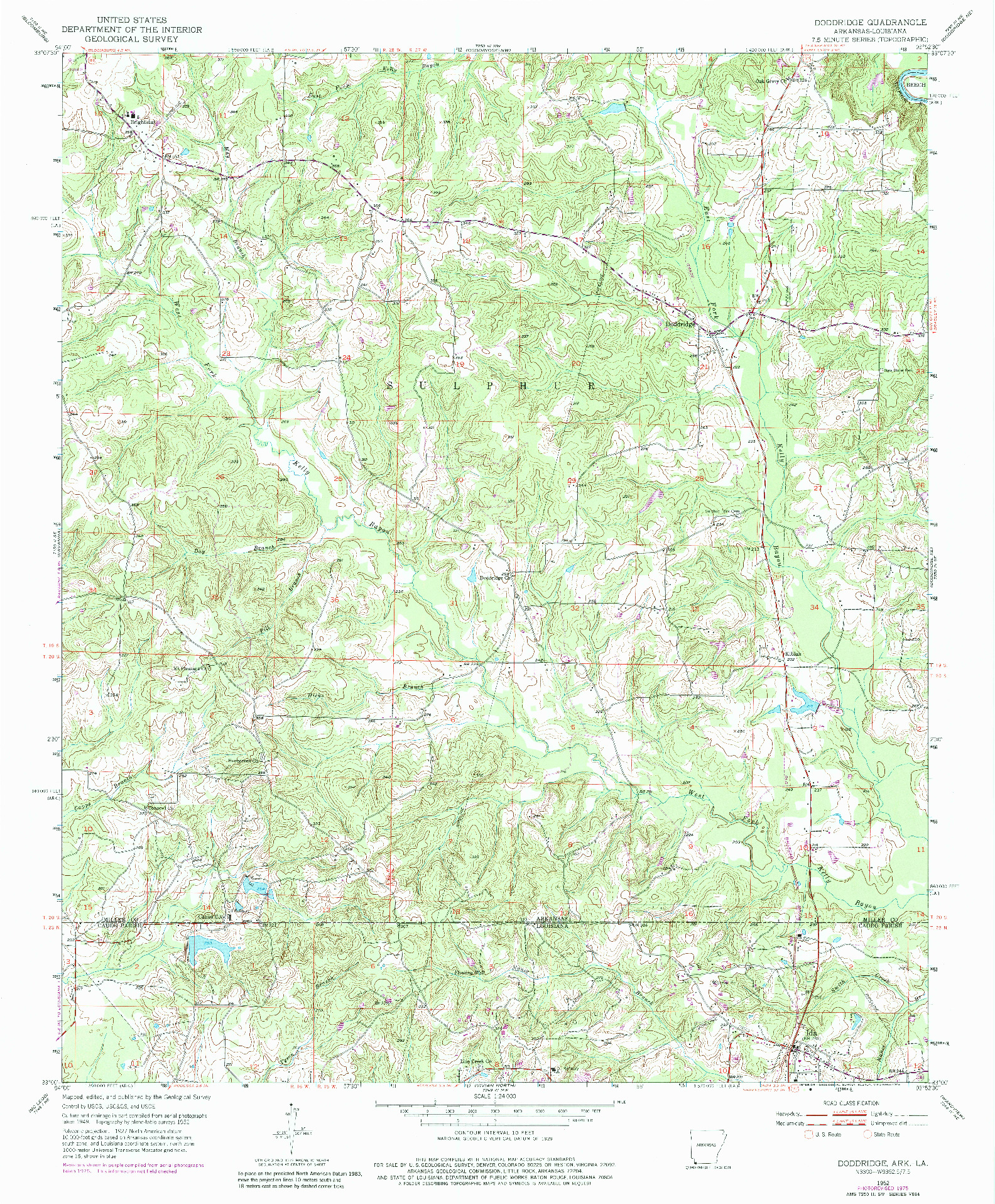 USGS 1:24000-SCALE QUADRANGLE FOR DODDRIDGE, AR 1952