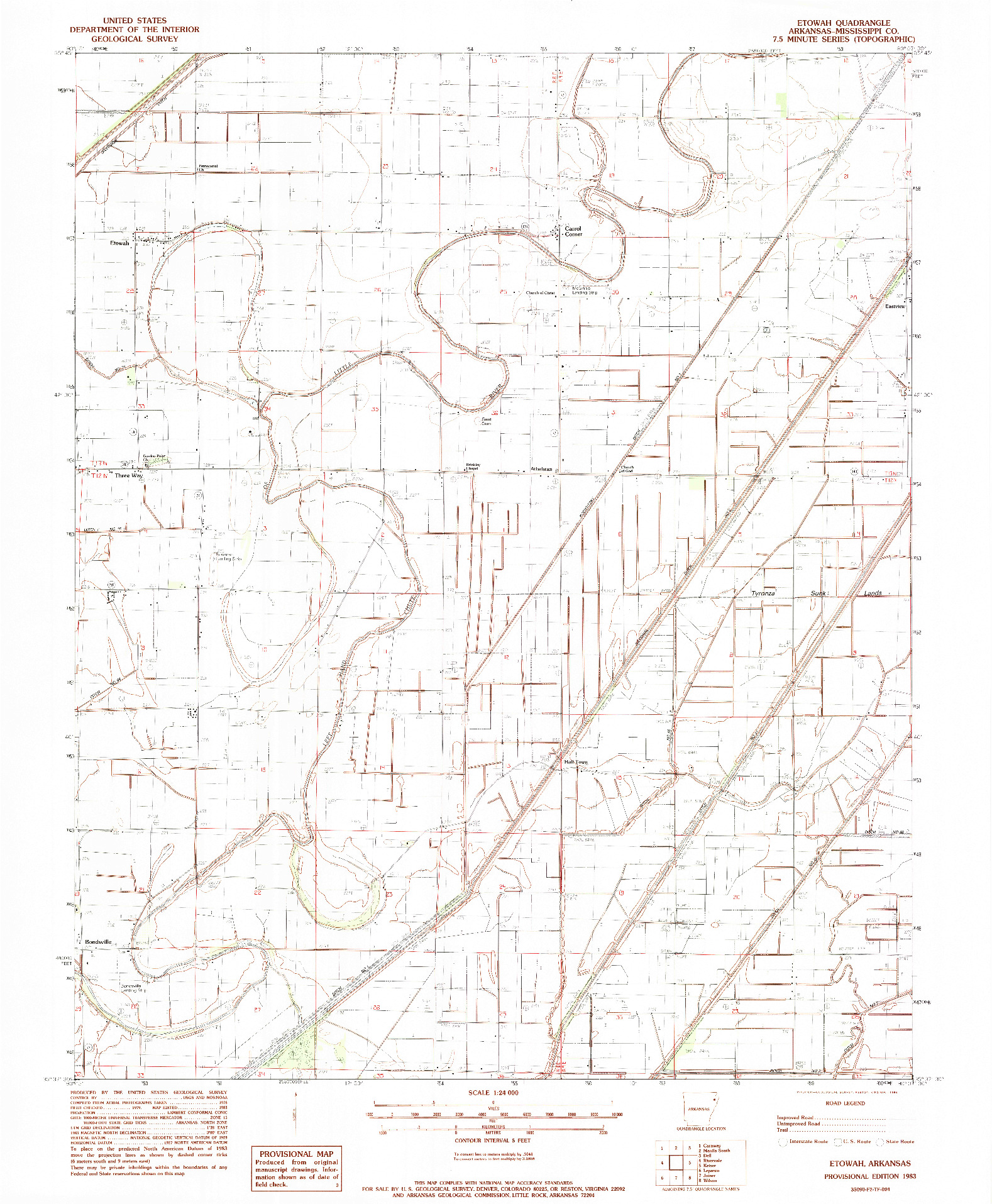 USGS 1:24000-SCALE QUADRANGLE FOR ETOWAH, AR 1983