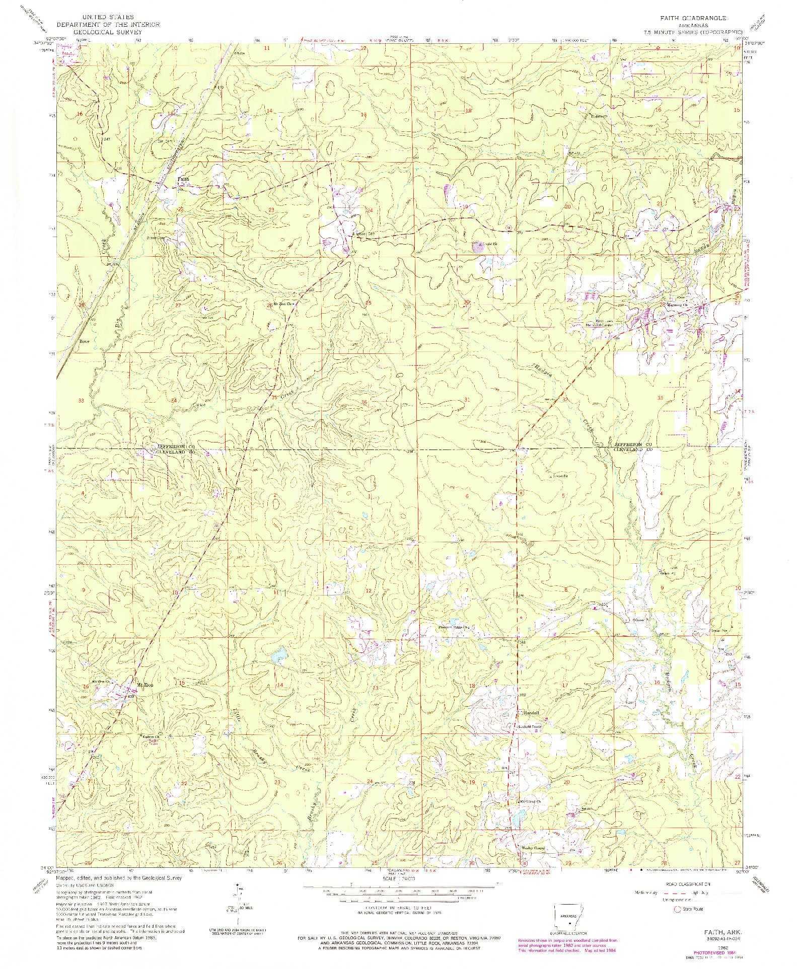 USGS 1:24000-SCALE QUADRANGLE FOR FAITH, AR 1962