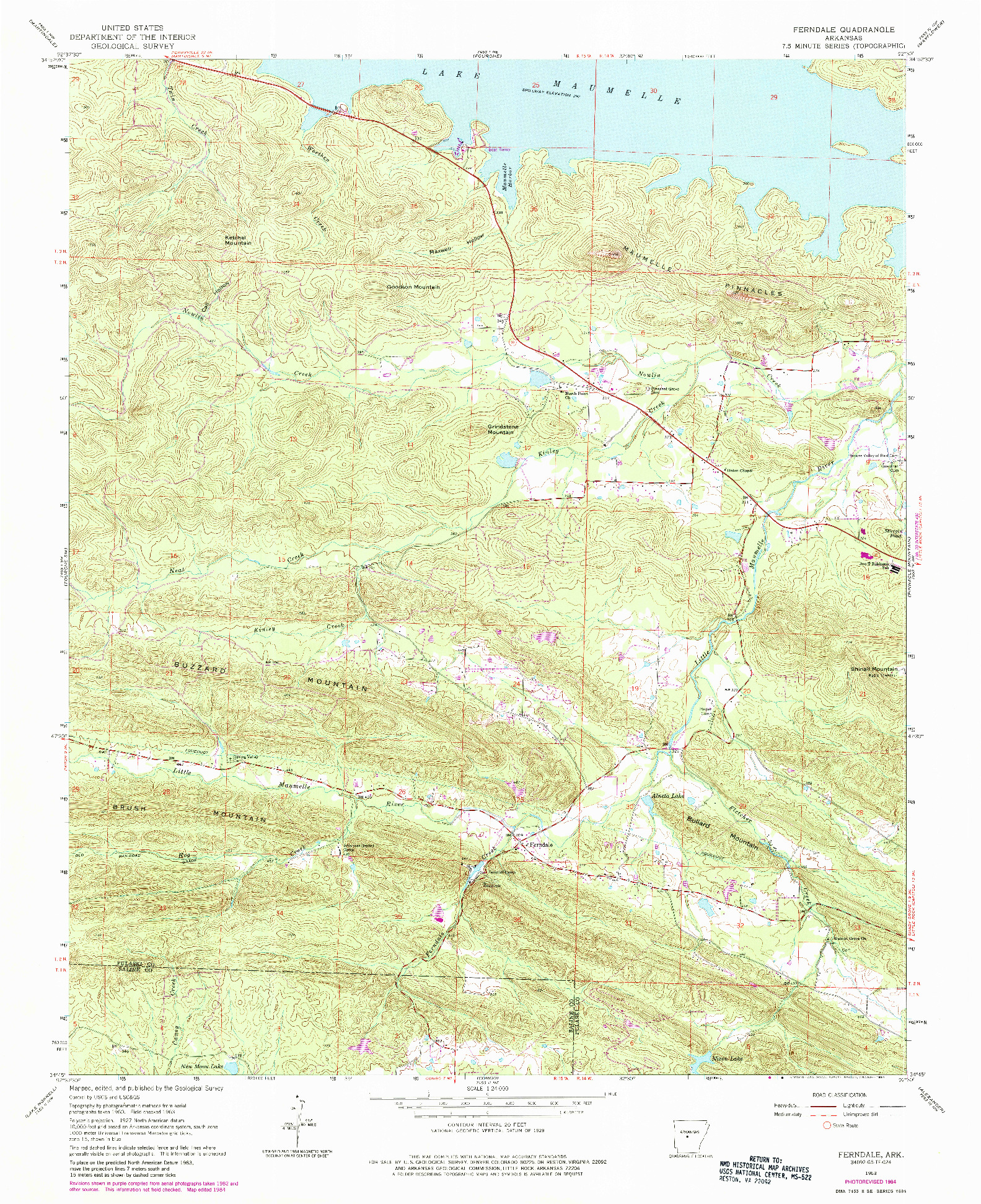 USGS 1:24000-SCALE QUADRANGLE FOR FERNDALE, AR 1963