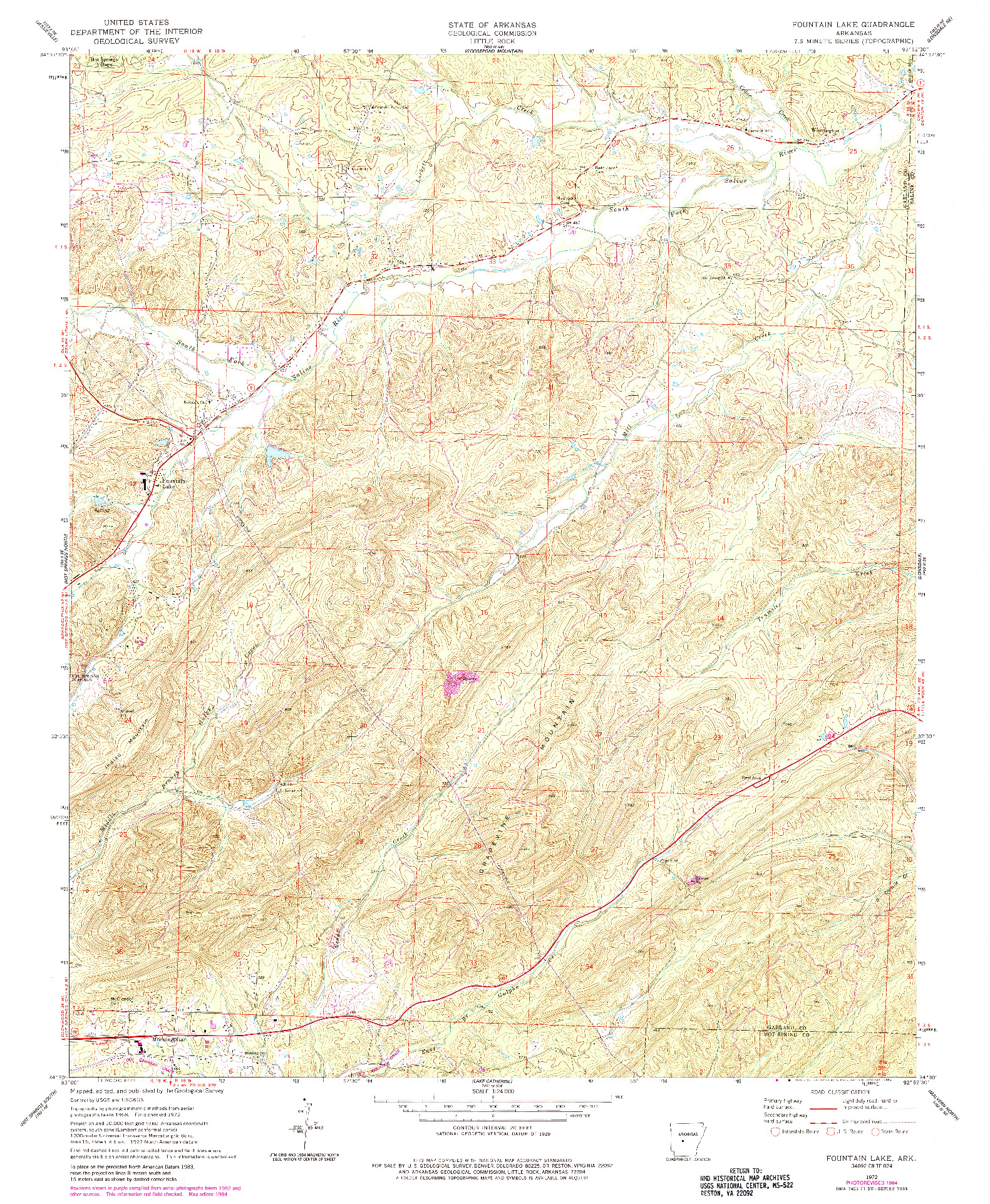 USGS 1:24000-SCALE QUADRANGLE FOR FOUNTAIN LAKE, AR 1972