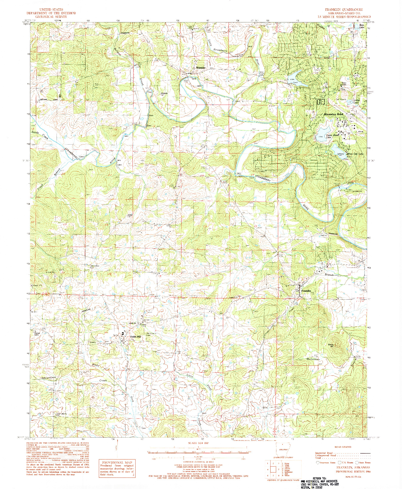 USGS 1:24000-SCALE QUADRANGLE FOR FRANKLIN, AR 1984