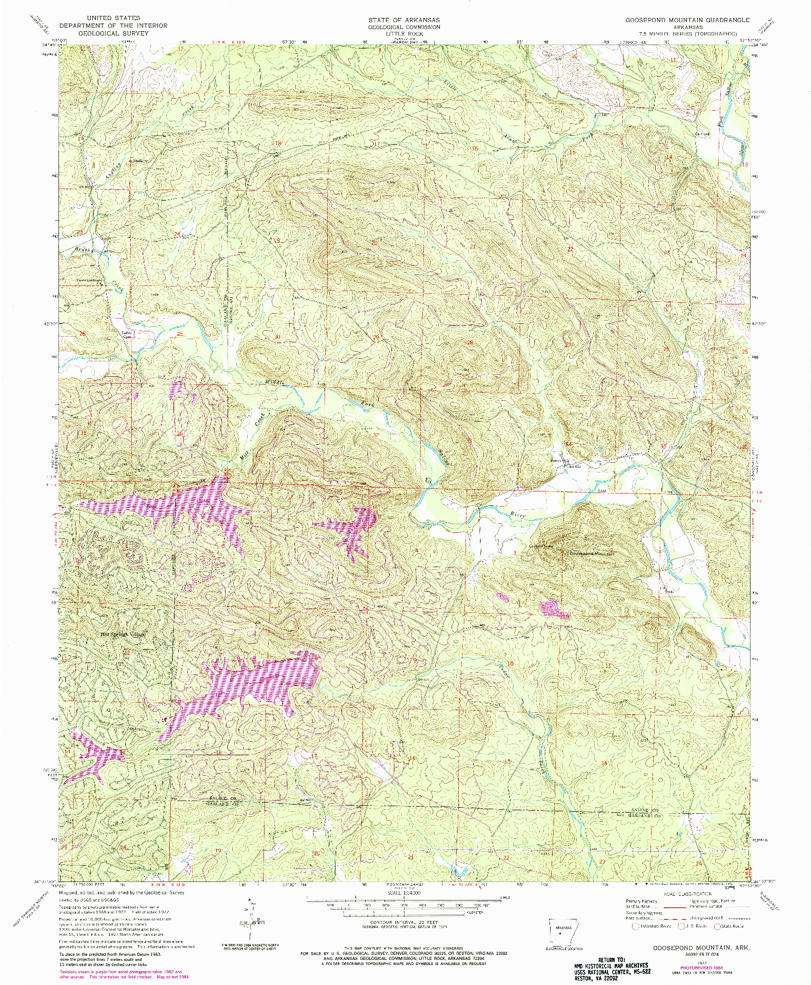 USGS 1:24000-SCALE QUADRANGLE FOR GOOSEPOND MOUNTAIN, AR 1972
