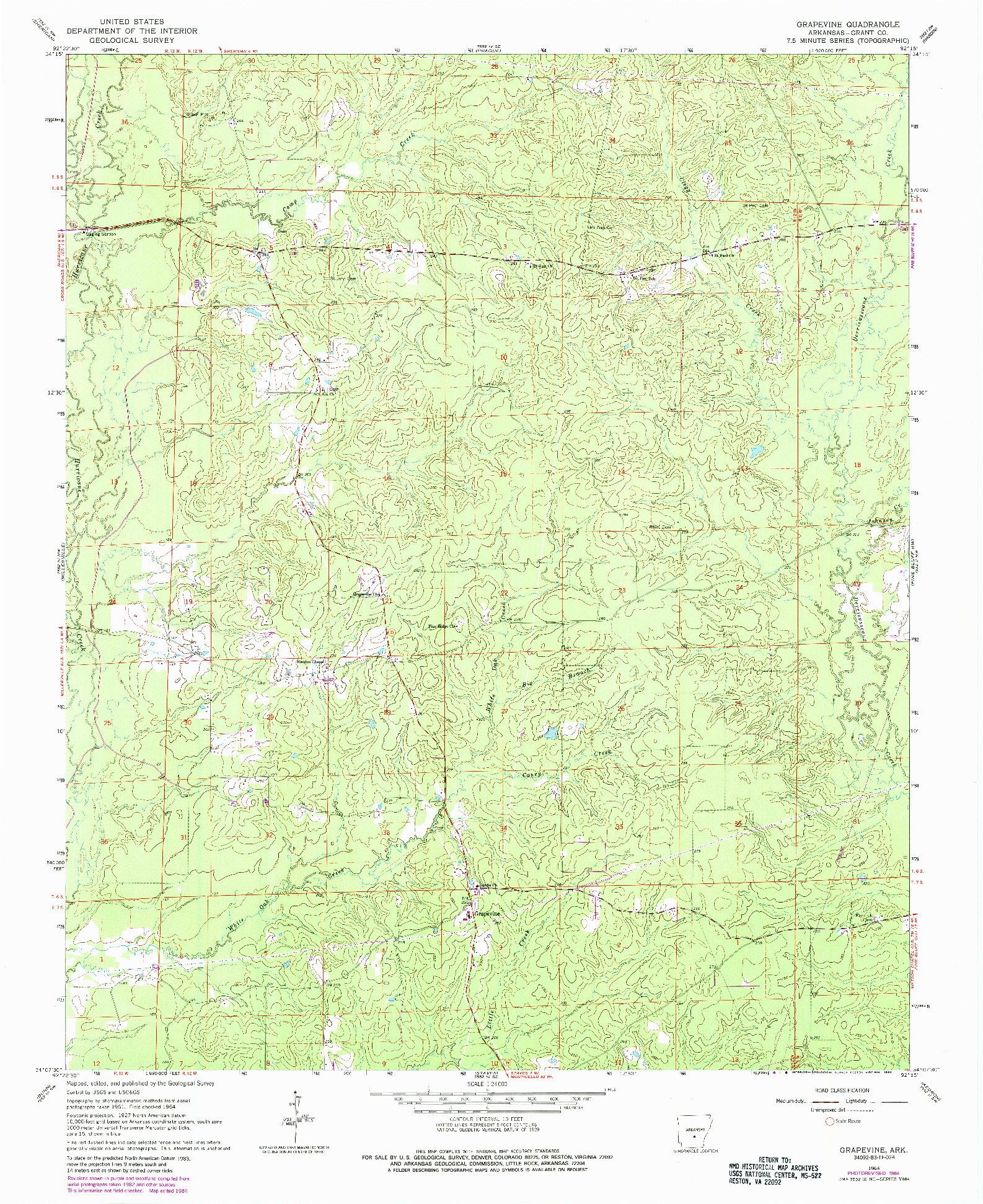 USGS 1:24000-SCALE QUADRANGLE FOR GRAPEVINE, AR 1964