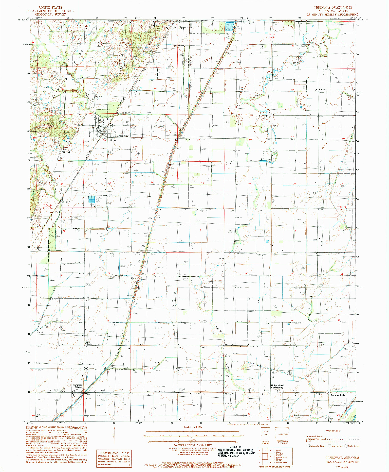 USGS 1:24000-SCALE QUADRANGLE FOR GREENWAY, AR 1984