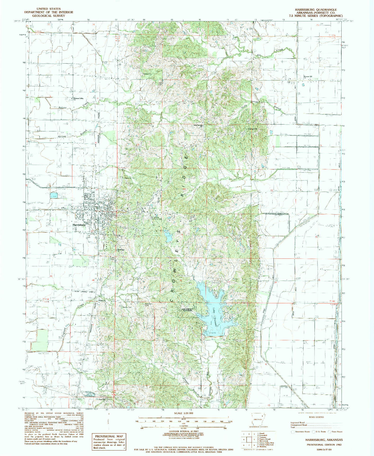 USGS 1:24000-SCALE QUADRANGLE FOR HARRISBURG, AR 1983