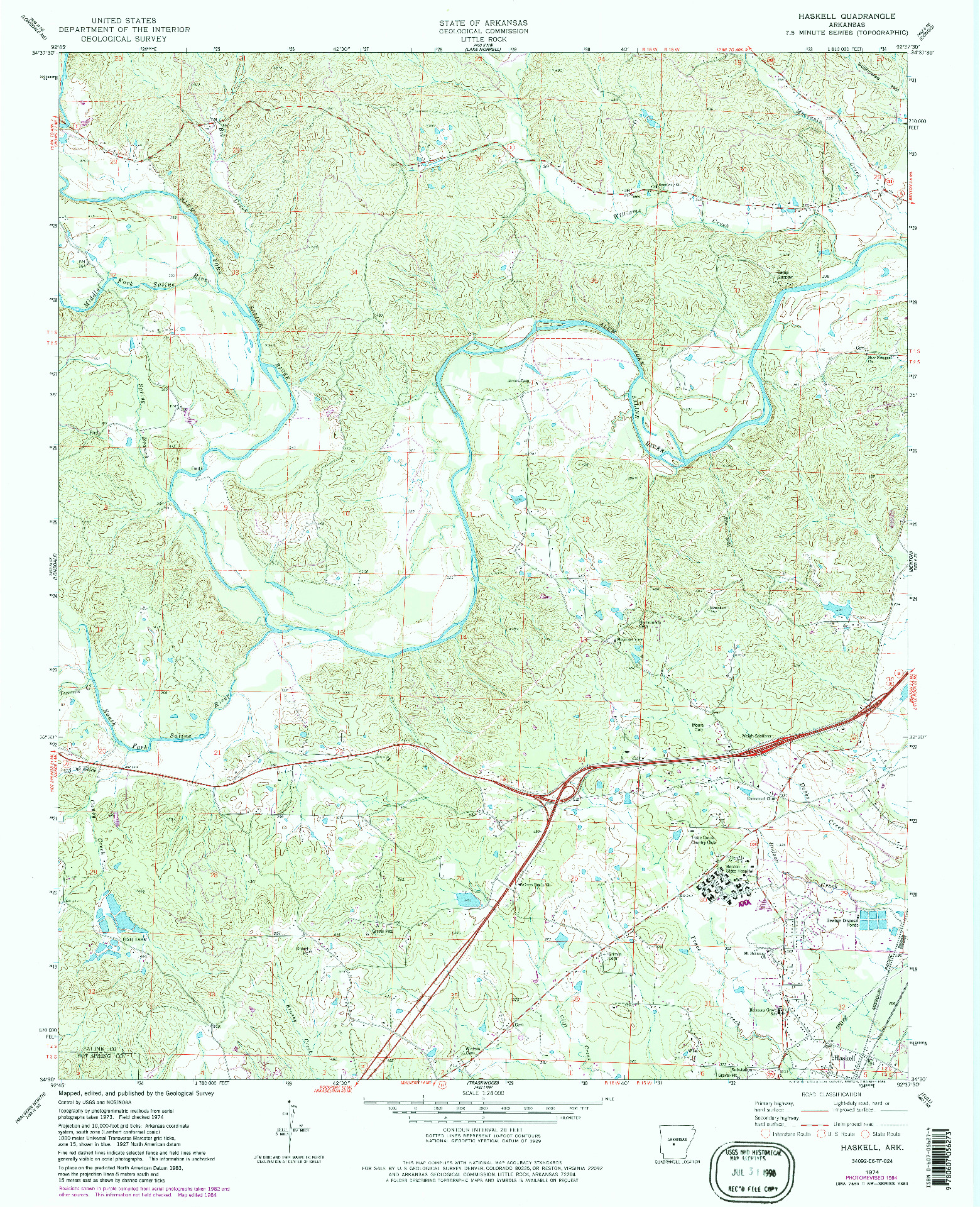 USGS 1:24000-SCALE QUADRANGLE FOR HASKELL, AR 1974