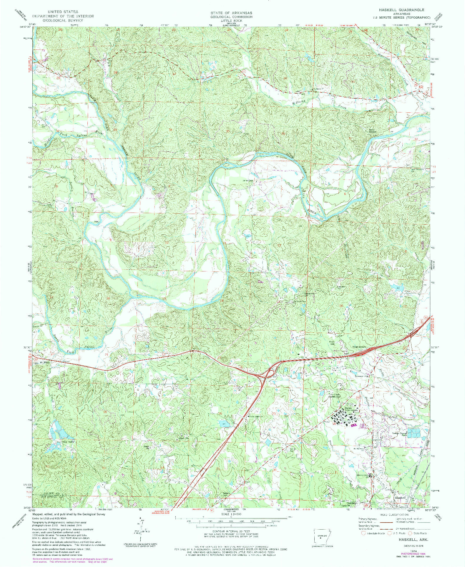 USGS 1:24000-SCALE QUADRANGLE FOR HASKELL, AR 1974