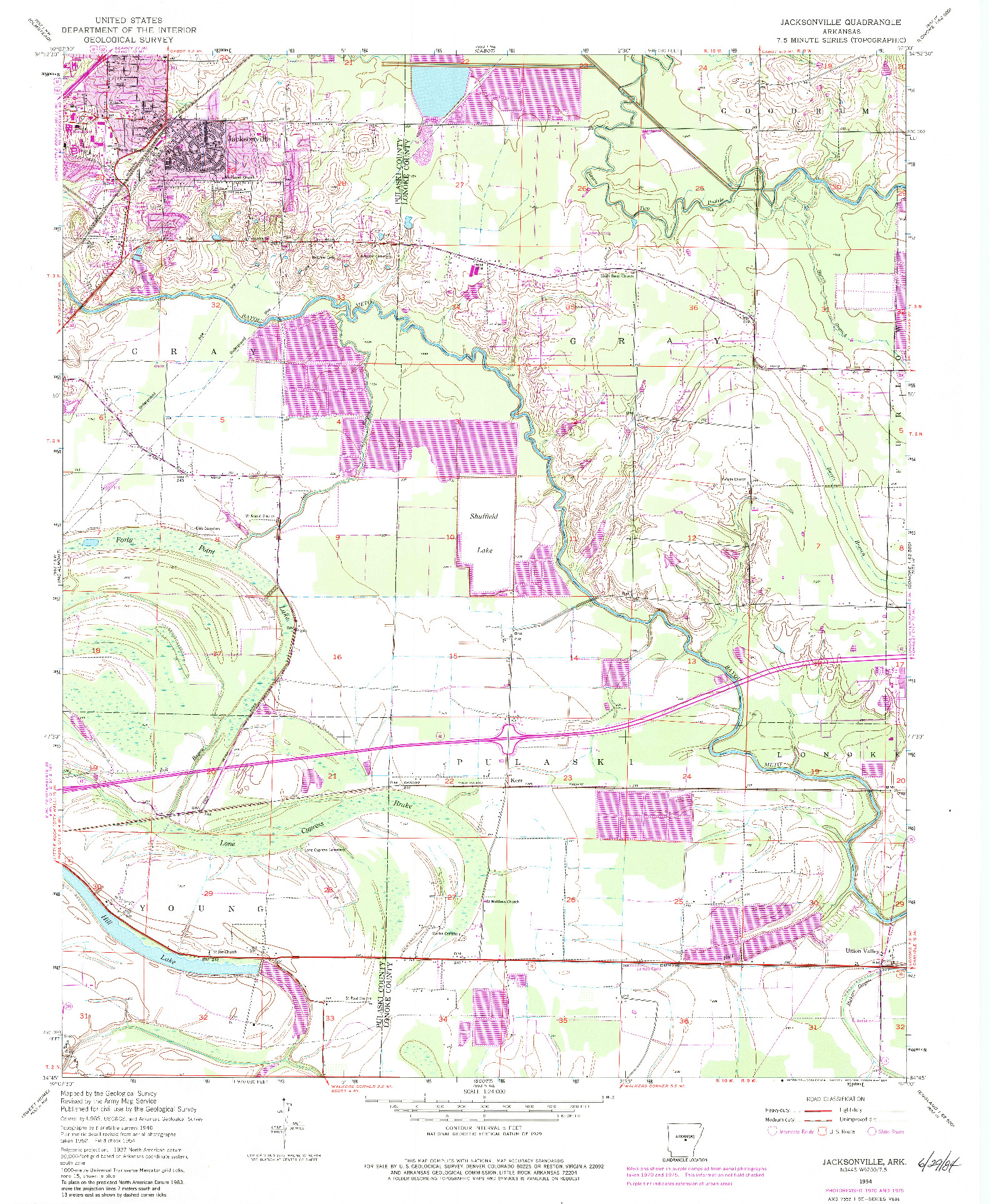 USGS 1:24000-SCALE QUADRANGLE FOR JACKSONVILLE, AR 1954