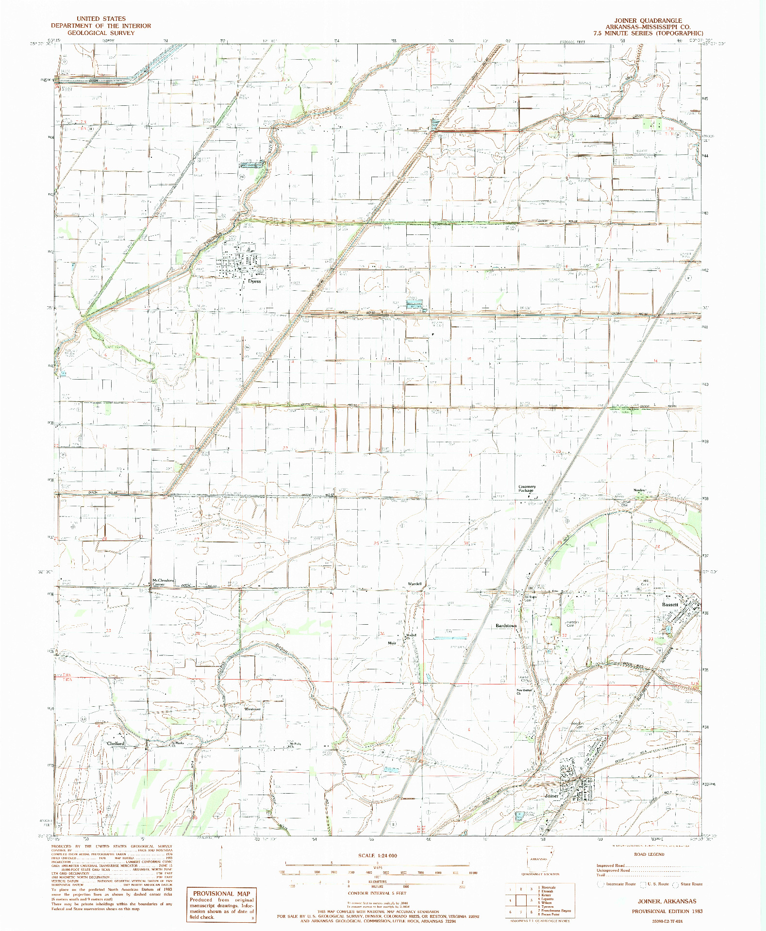 USGS 1:24000-SCALE QUADRANGLE FOR JOINER, AR 1983