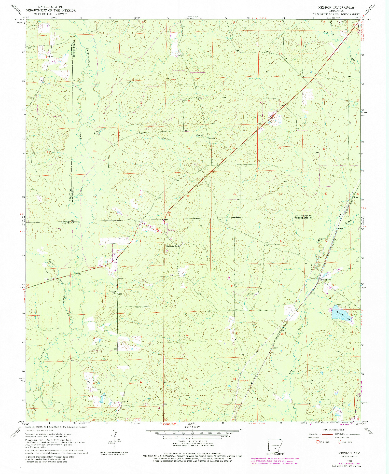 USGS 1:24000-SCALE QUADRANGLE FOR KEDRON, AR 1962