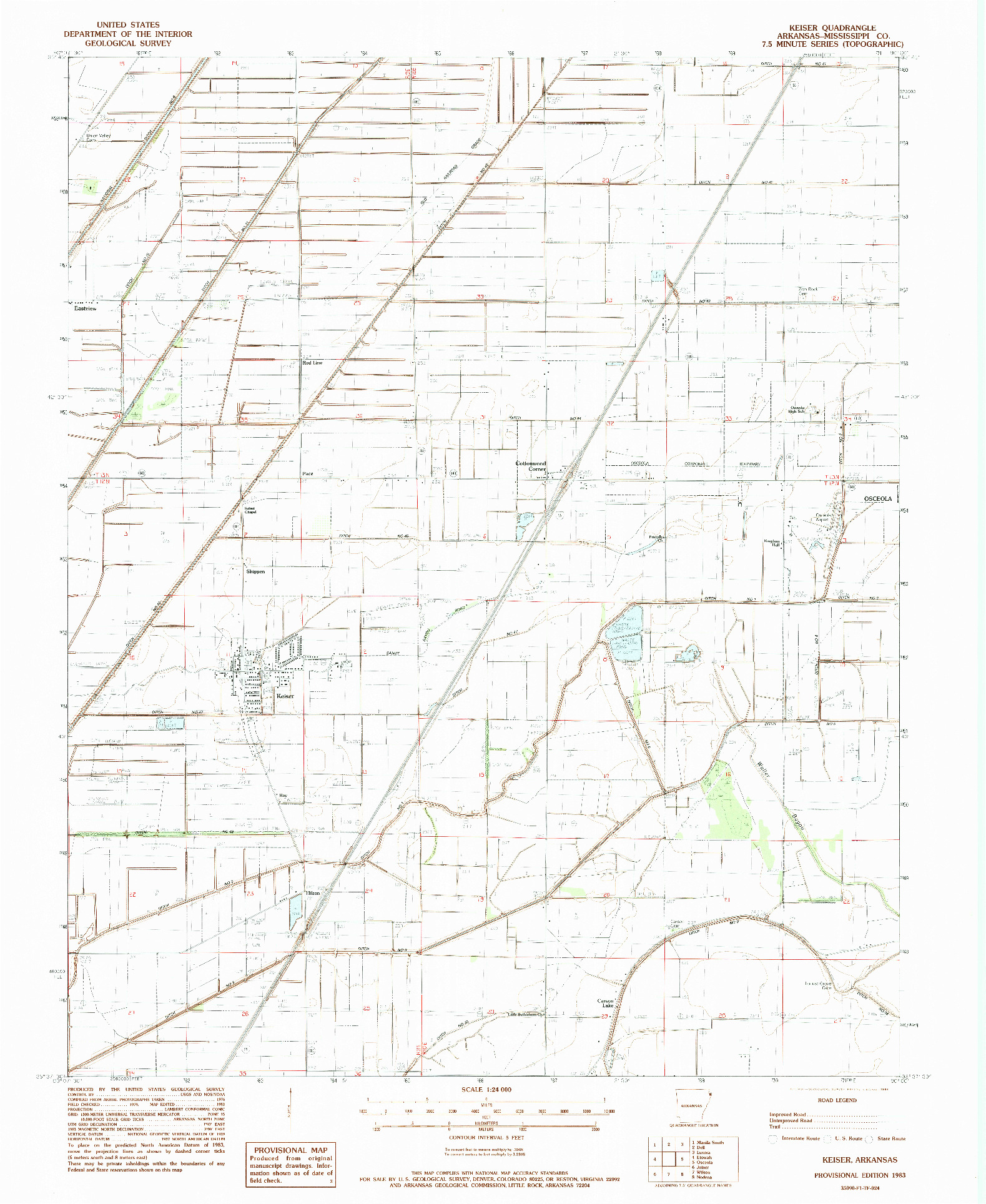 USGS 1:24000-SCALE QUADRANGLE FOR KEISER, AR 1983