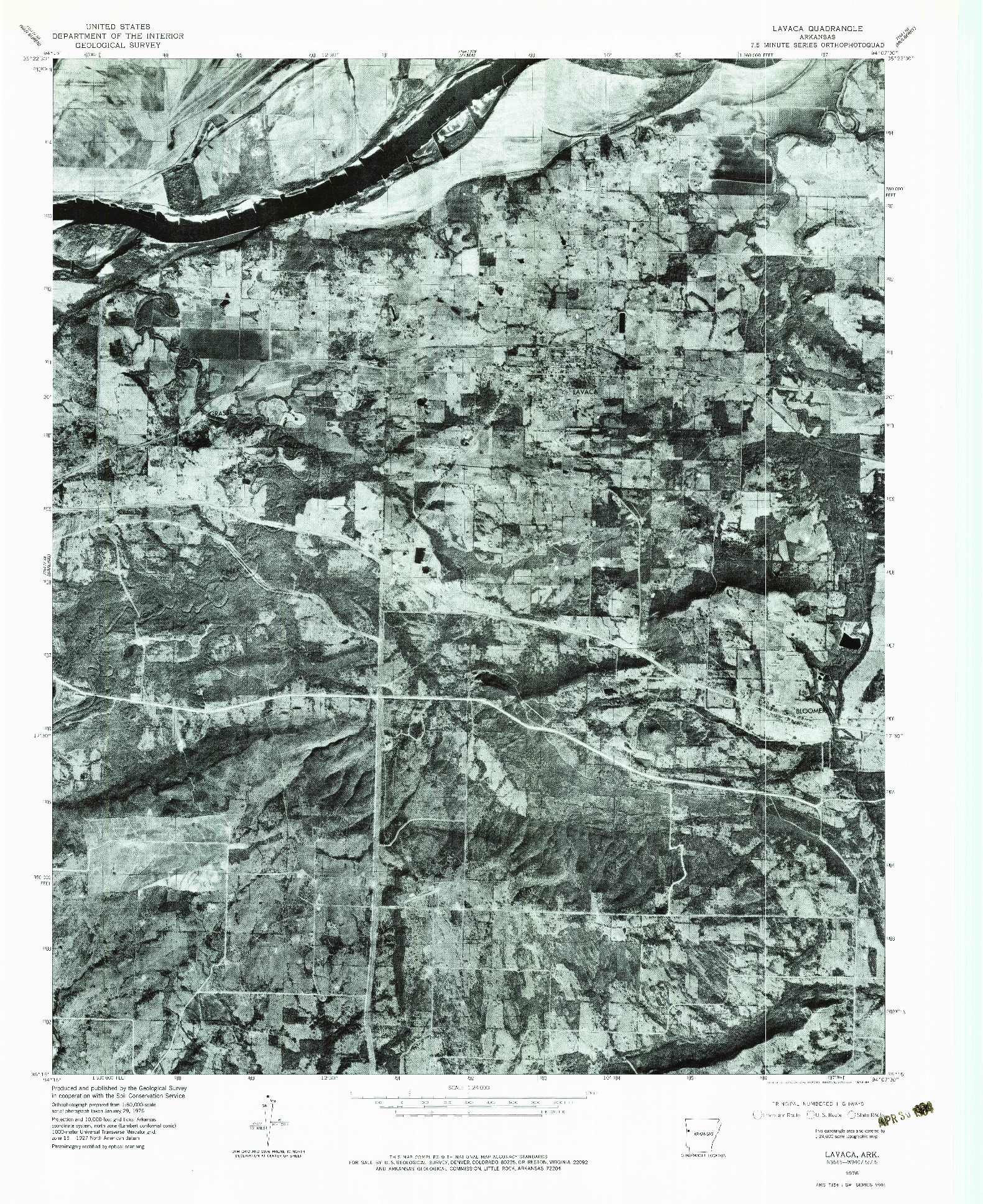 USGS 1:24000-SCALE QUADRANGLE FOR LAVACA, AR 1976