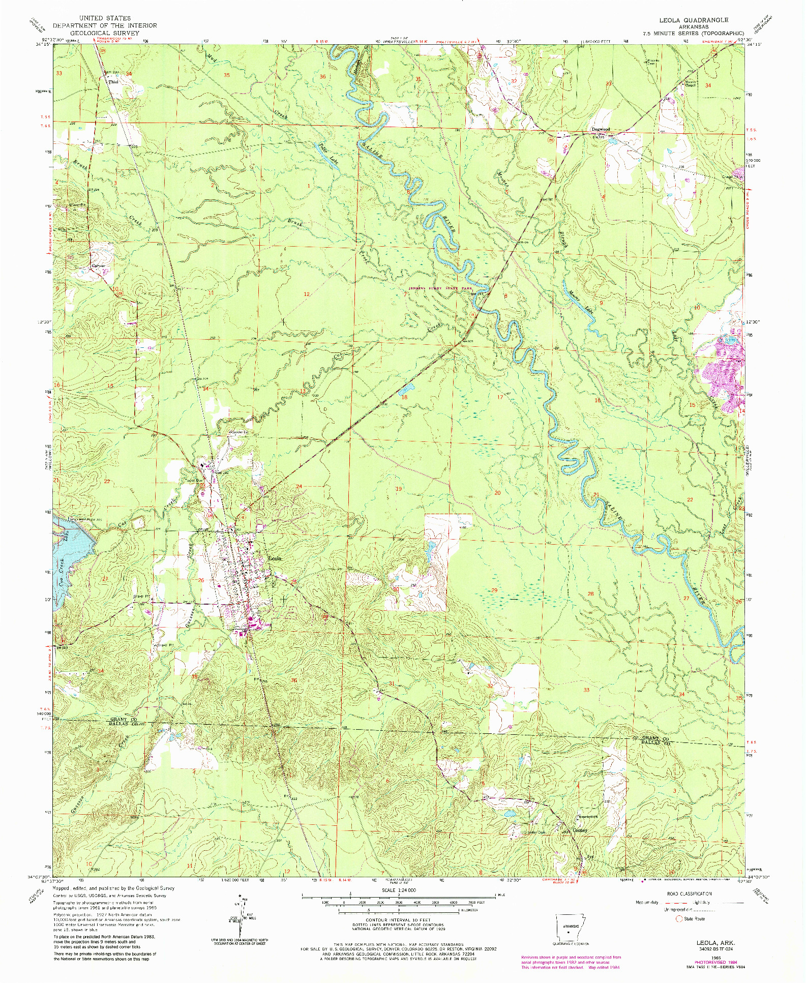 USGS 1:24000-SCALE QUADRANGLE FOR LEOLA, AR 1965