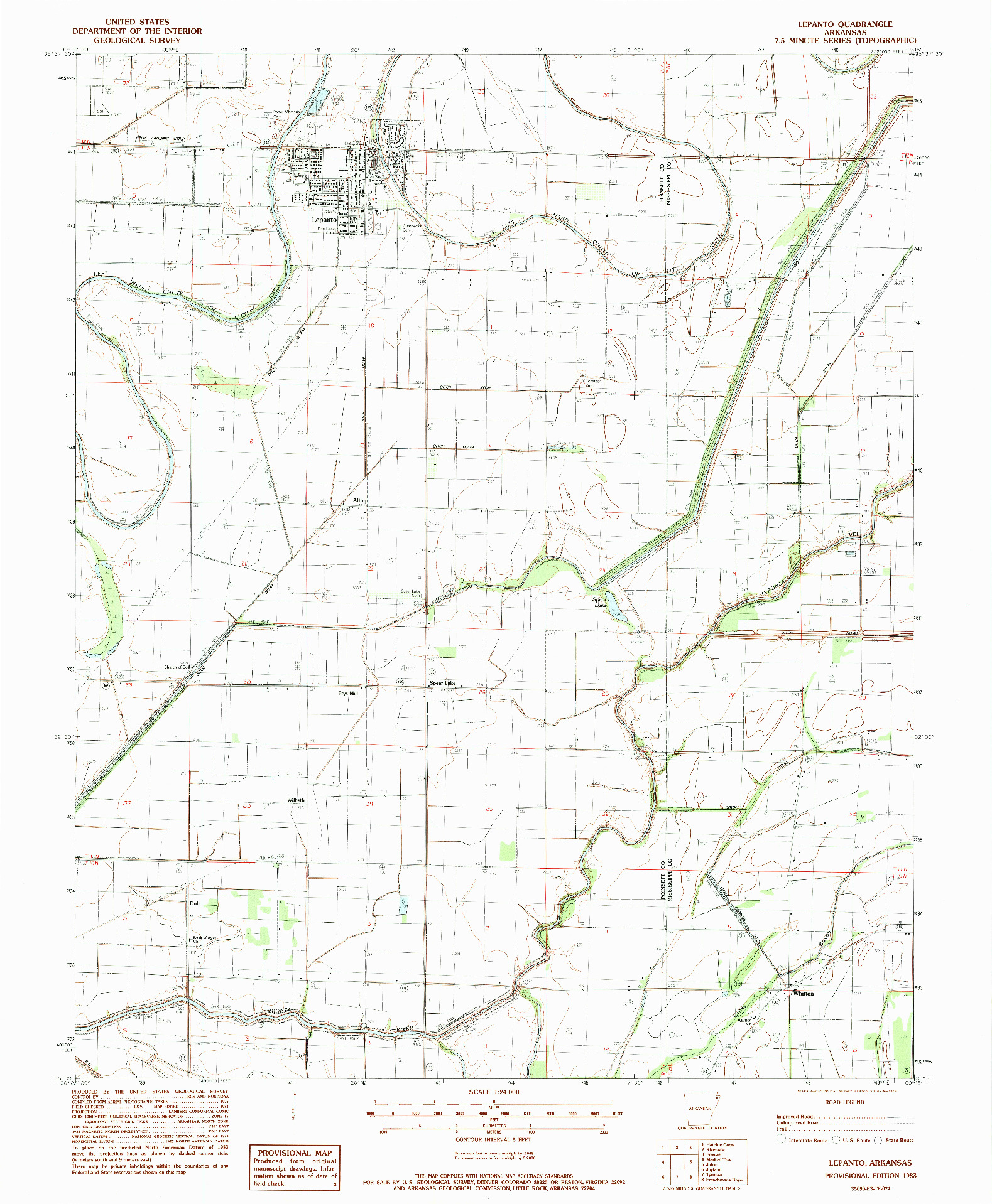 USGS 1:24000-SCALE QUADRANGLE FOR LEPANTO, AR 1983