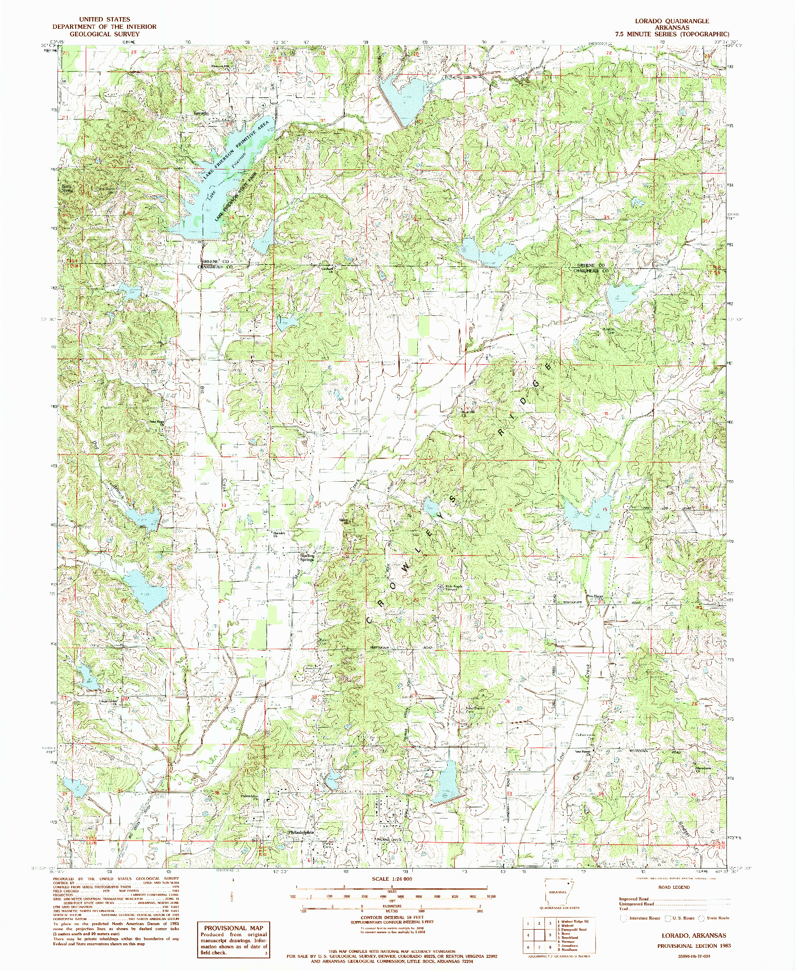 USGS 1:24000-SCALE QUADRANGLE FOR LORADO, AR 1983