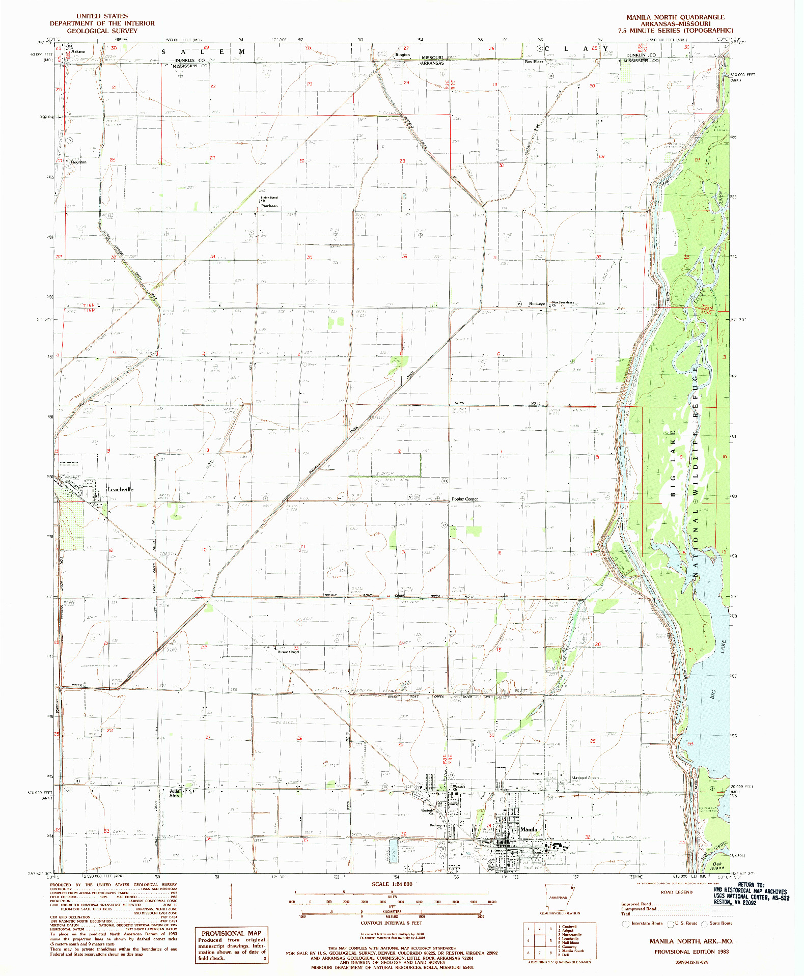 USGS 1:24000-SCALE QUADRANGLE FOR MANILA NORTH, AR 1983