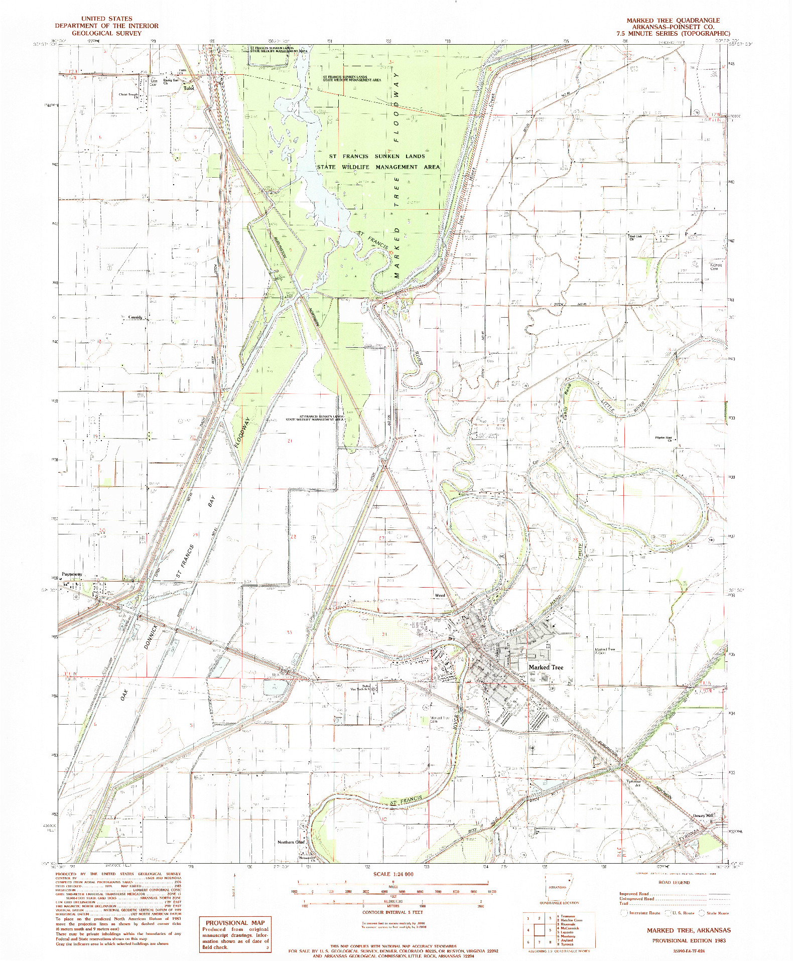 USGS 1:24000-SCALE QUADRANGLE FOR MARKED TREE, AR 1983