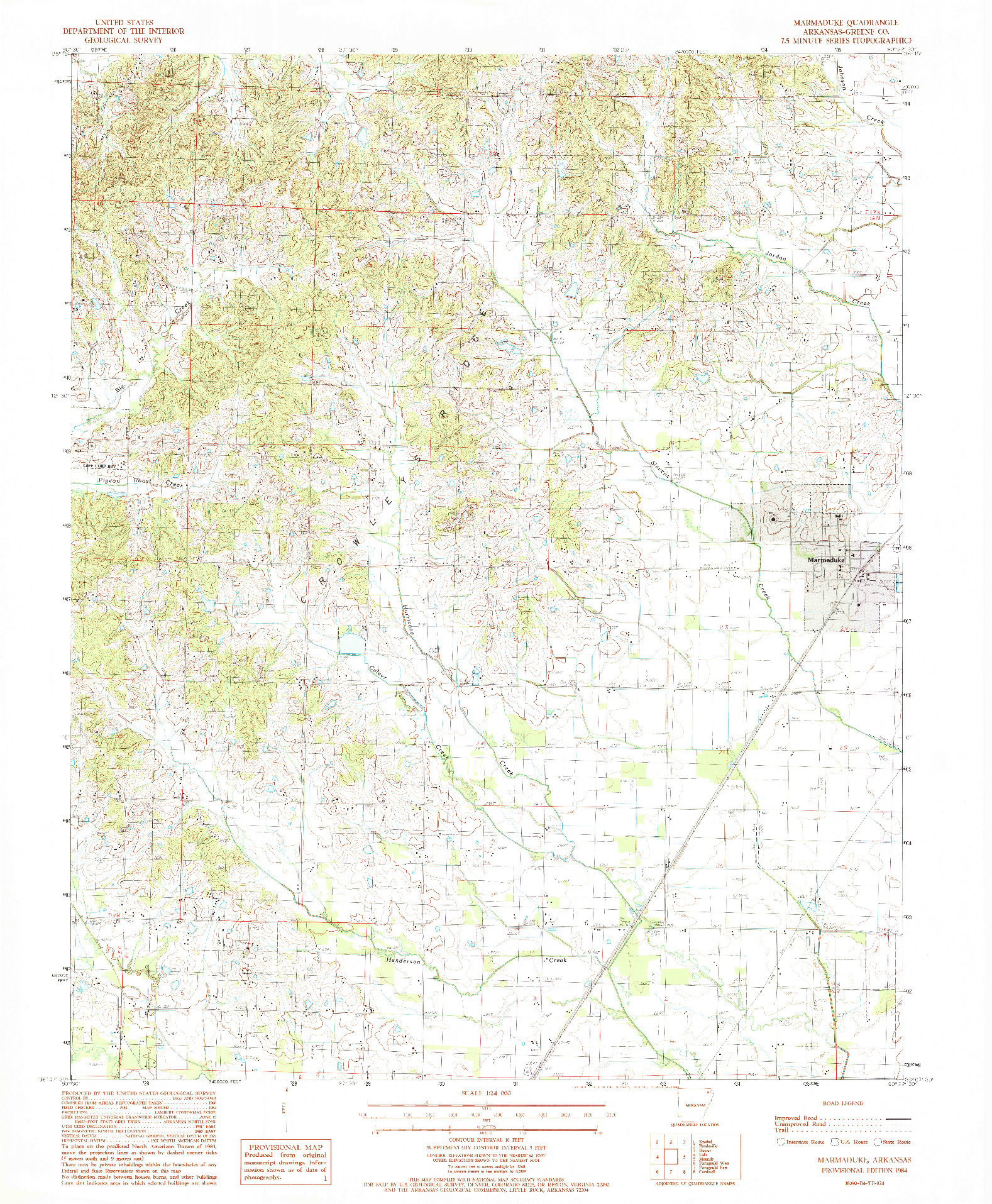 USGS 1:24000-SCALE QUADRANGLE FOR MARMADUKE, AR 1984