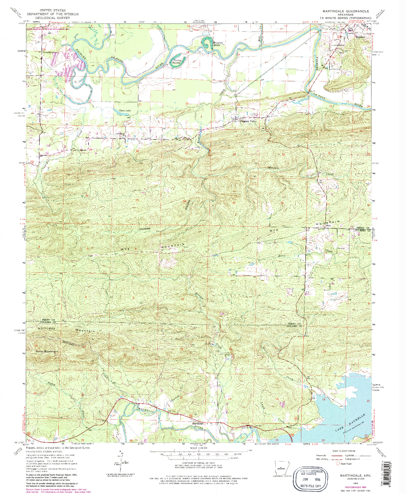 USGS 1:24000-SCALE QUADRANGLE FOR MARTINDALE, AR 1963