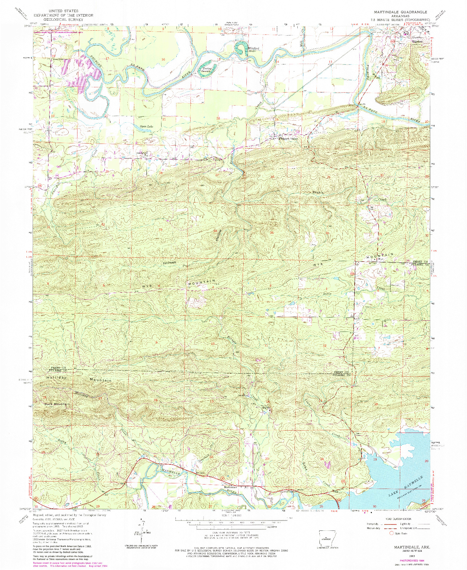 USGS 1:24000-SCALE QUADRANGLE FOR MARTINDALE, AR 1963