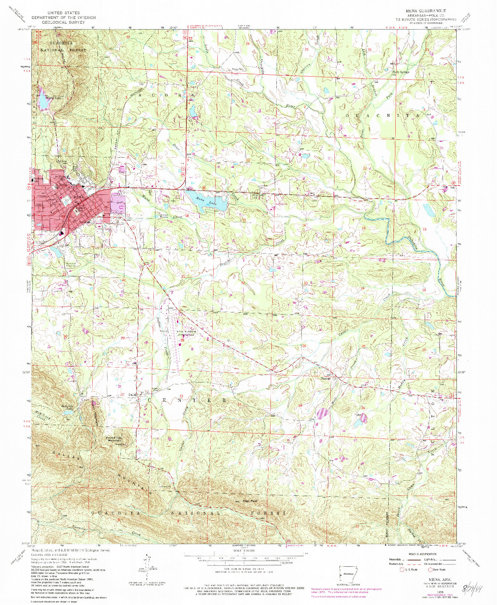 USGS 1:24000-SCALE QUADRANGLE FOR MENA, AR 1958