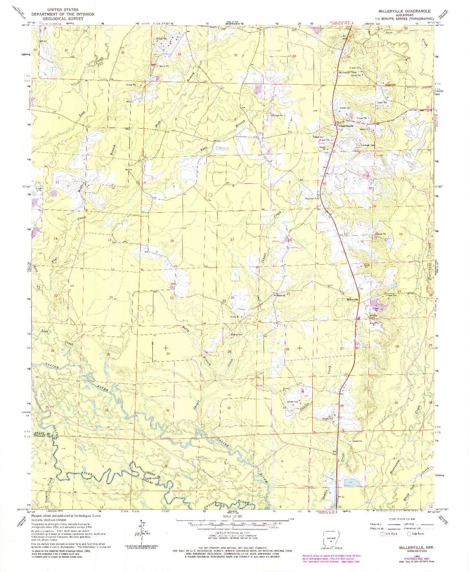 USGS 1:24000-SCALE QUADRANGLE FOR MILLERVILLE, AR 1964