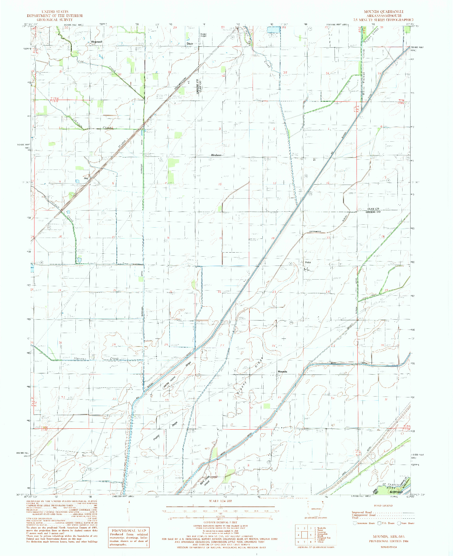 USGS 1:24000-SCALE QUADRANGLE FOR MOUNDS, AR 1984