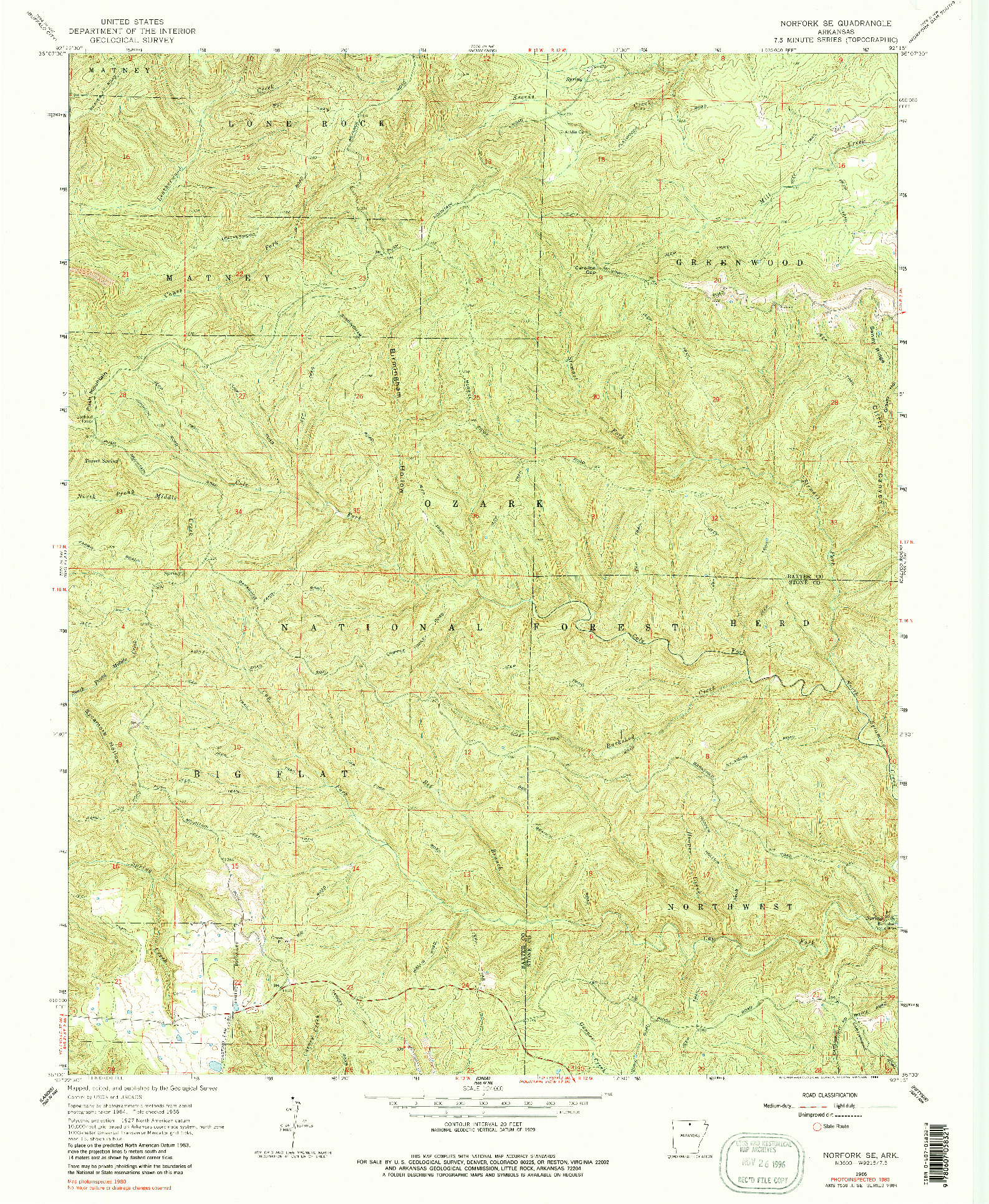 USGS 1:24000-SCALE QUADRANGLE FOR NORFORK SE, AR 1966