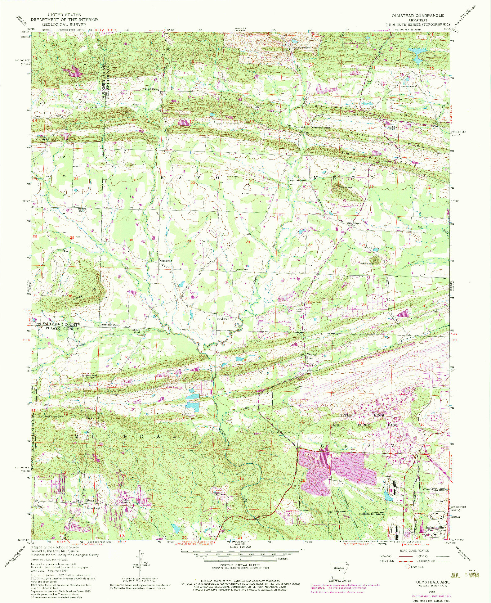 USGS 1:24000-SCALE QUADRANGLE FOR OLMSTEAD, AR 1954