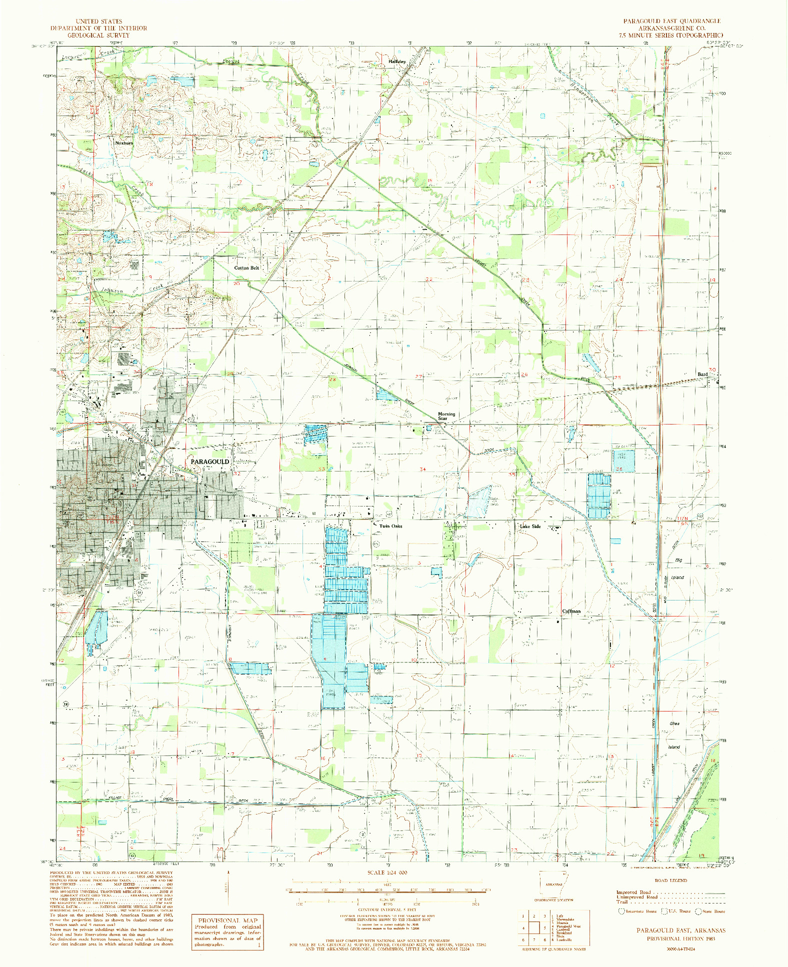 USGS 1:24000-SCALE QUADRANGLE FOR PARAGOULD EAST, AR 1983