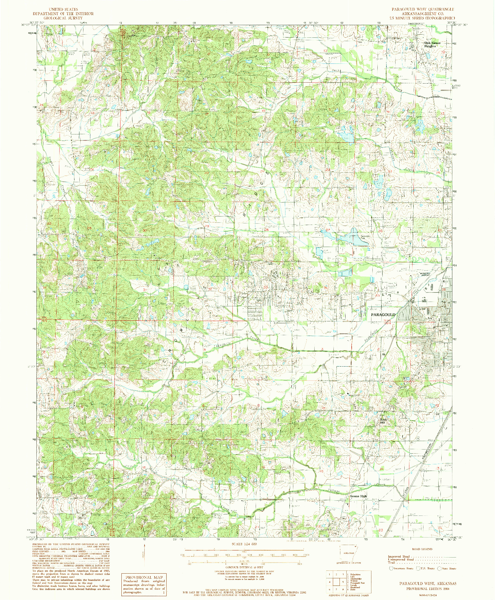 USGS 1:24000-SCALE QUADRANGLE FOR PARAGOULD WEST, AR 1984
