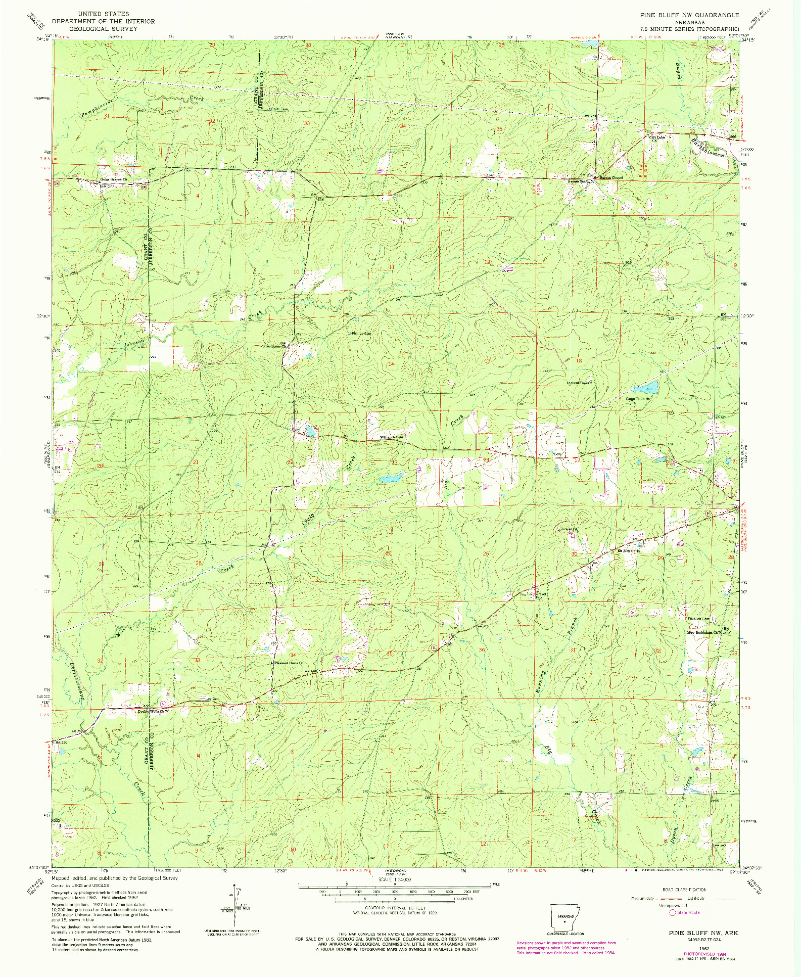 USGS 1:24000-SCALE QUADRANGLE FOR PINE BLUFF NW, AR 1962