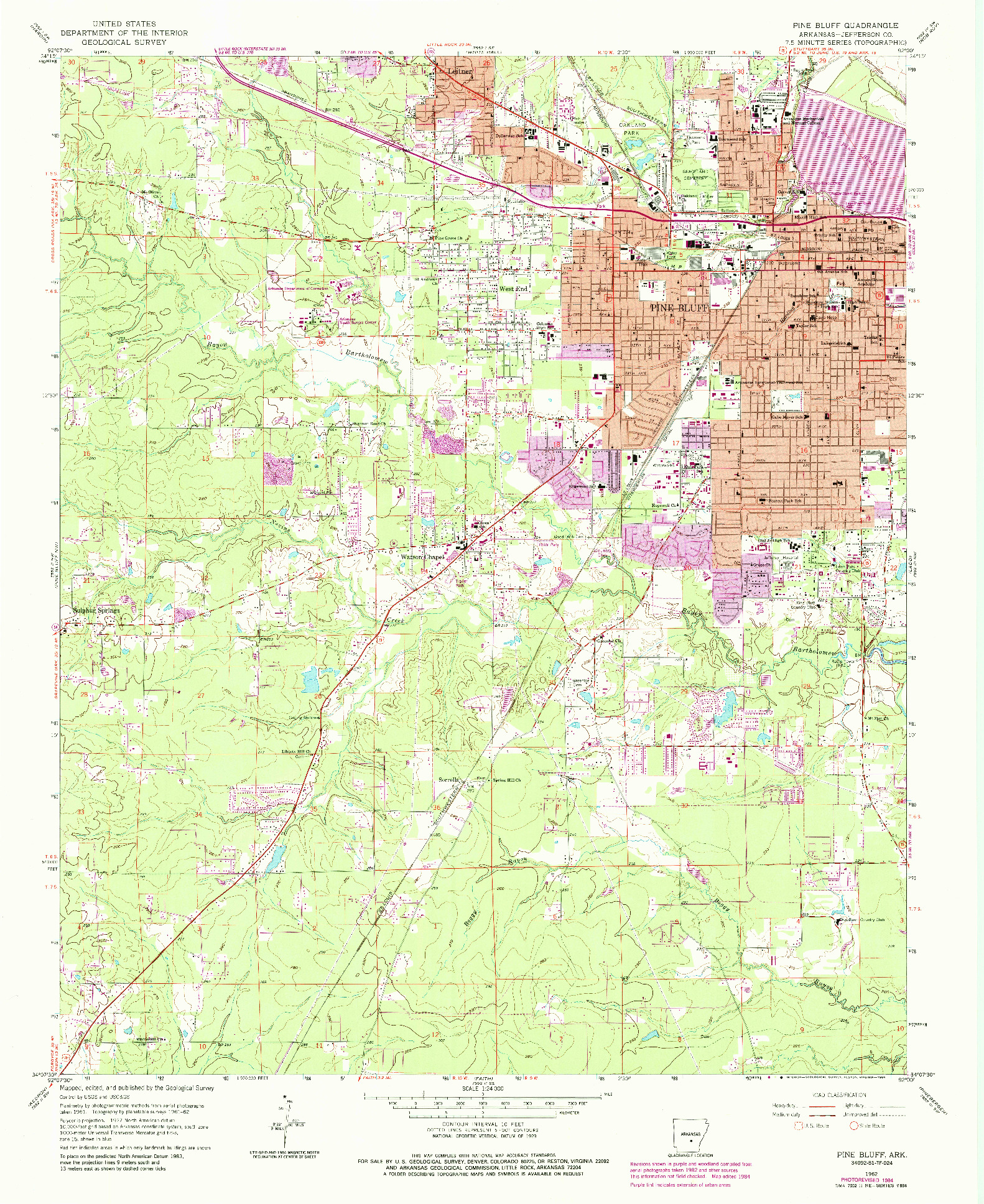 USGS 1:24000-SCALE QUADRANGLE FOR PINE BLUFF, AR 1962