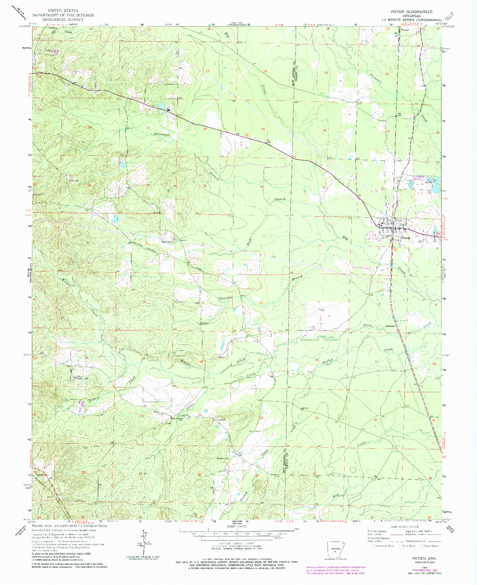 USGS 1:24000-SCALE QUADRANGLE FOR POYEN, AR 1964