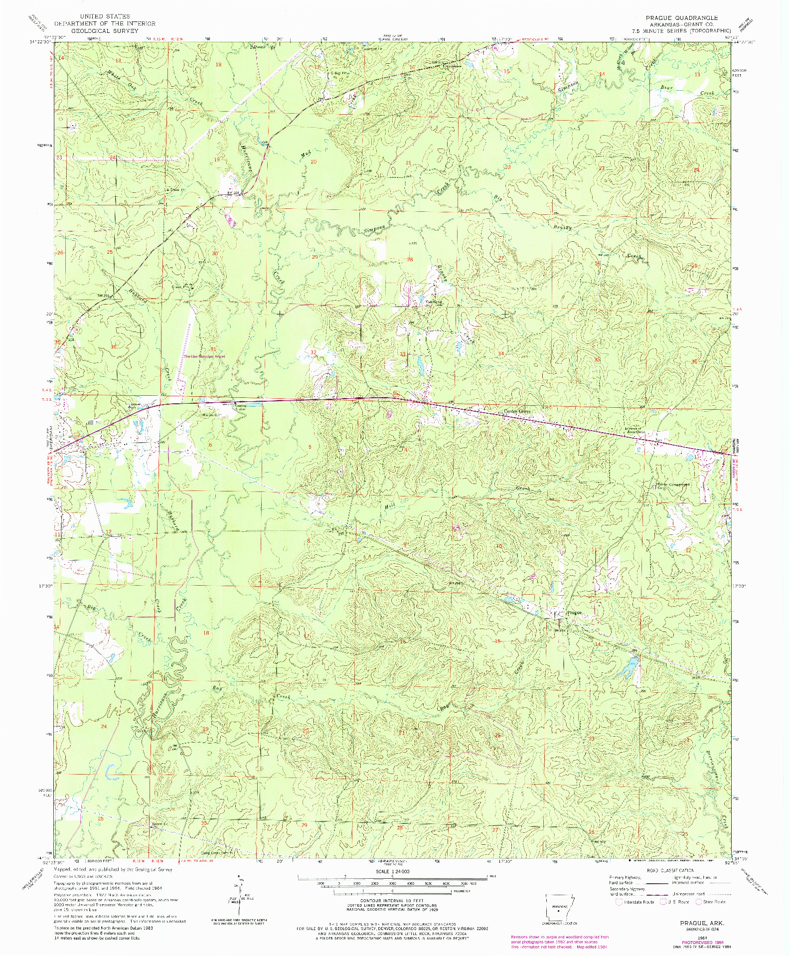 USGS 1:24000-SCALE QUADRANGLE FOR PRAGUE, AR 1964