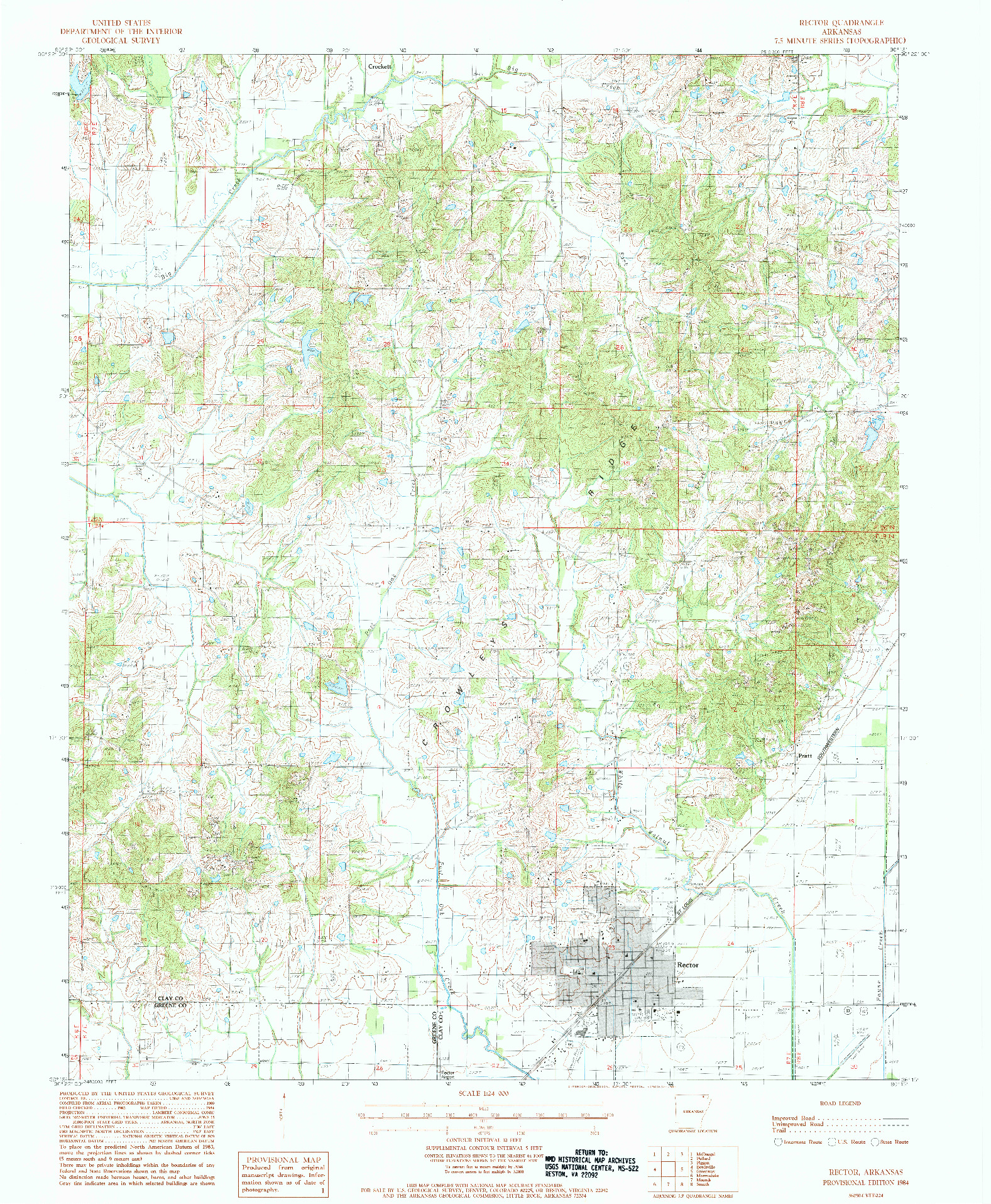 USGS 1:24000-SCALE QUADRANGLE FOR RECTOR, AR 1984