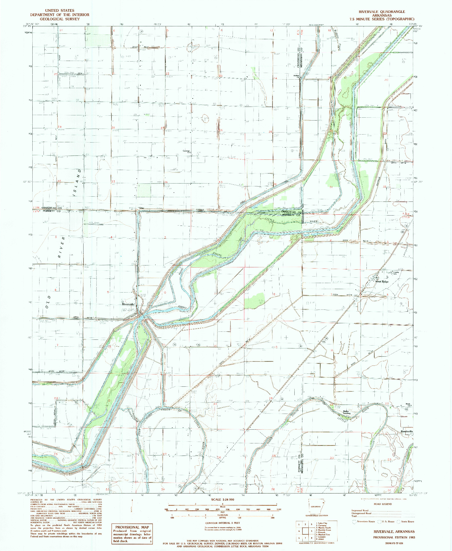 USGS 1:24000-SCALE QUADRANGLE FOR RIVERVALE, AR 1983