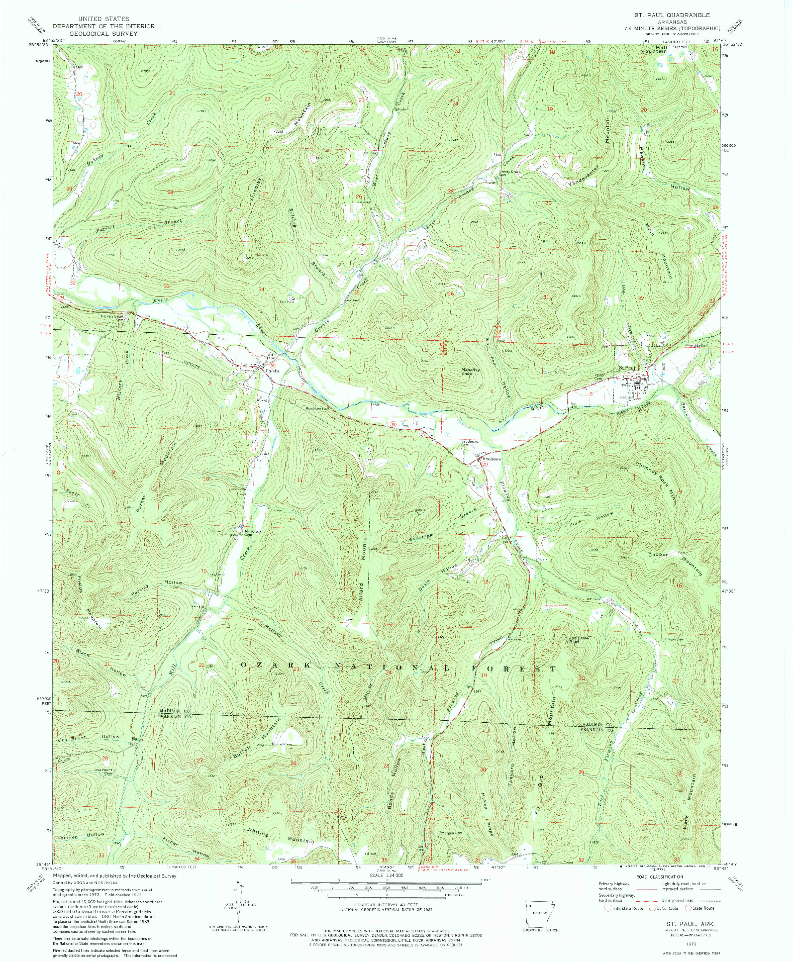 USGS 1:24000-SCALE QUADRANGLE FOR ST. PAUL, AR 1973