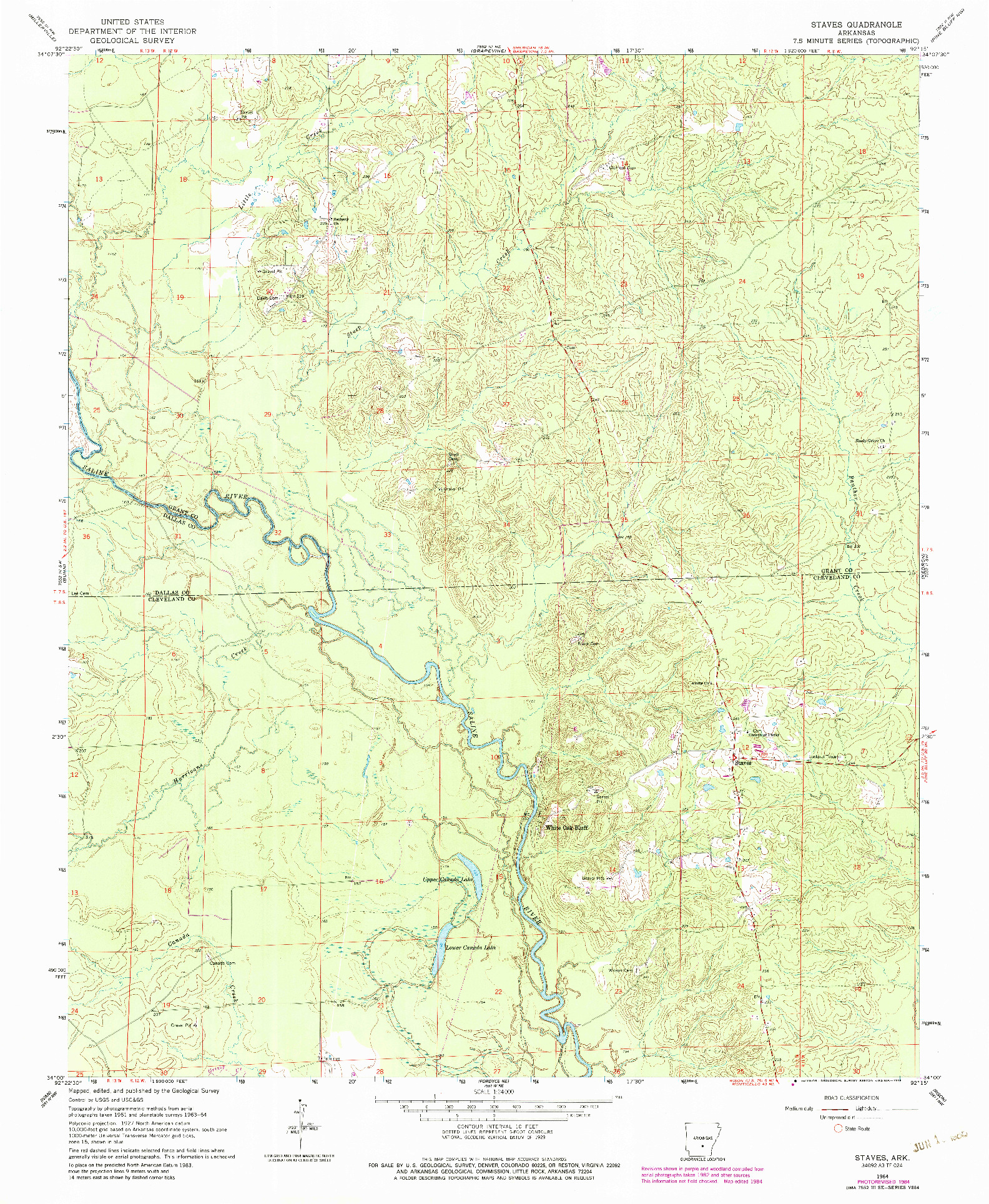 USGS 1:24000-SCALE QUADRANGLE FOR STAVES, AR 1964