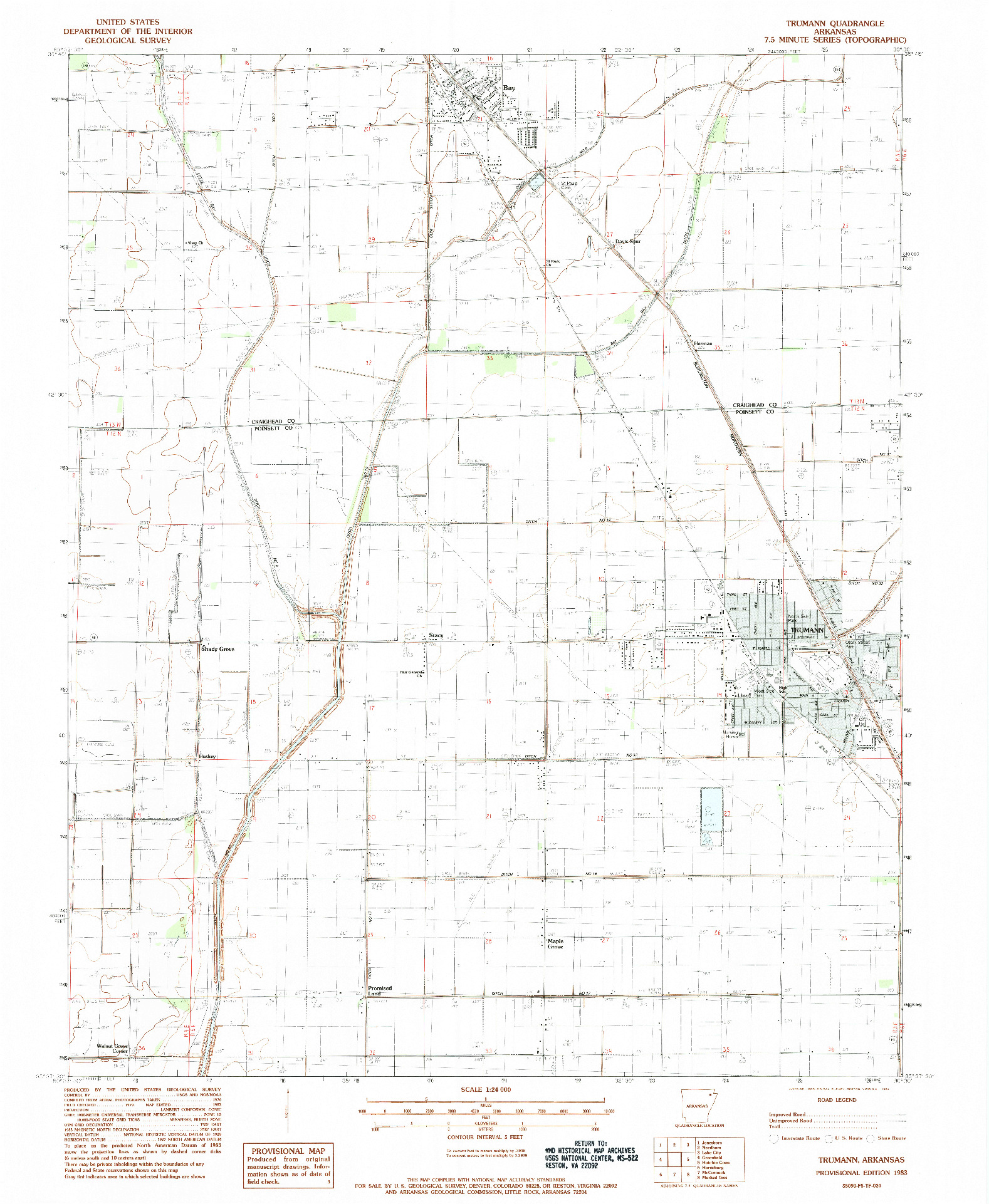 USGS 1:24000-SCALE QUADRANGLE FOR TRUMANN, AR 1983