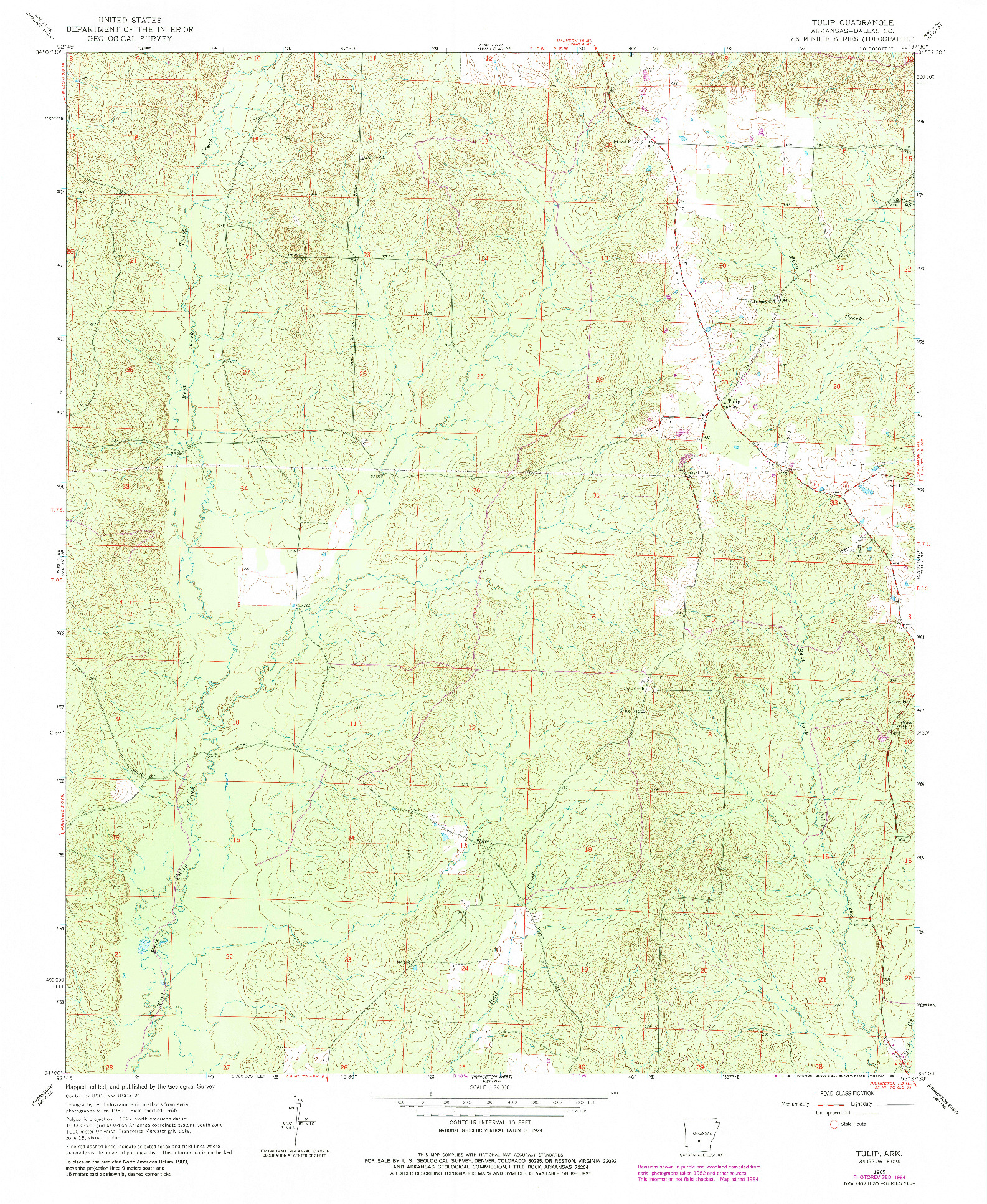 USGS 1:24000-SCALE QUADRANGLE FOR TULIP, AR 1965